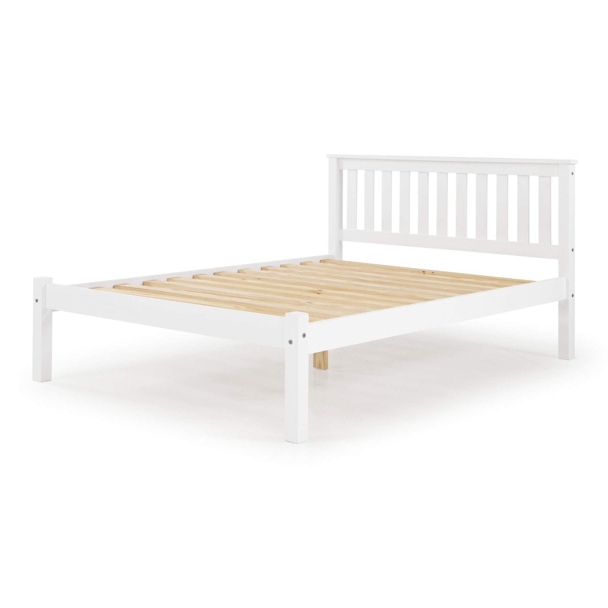 Chandler Classic Solid Pine Wooden Bed Frame with Low Footboard in White Wash - King Size