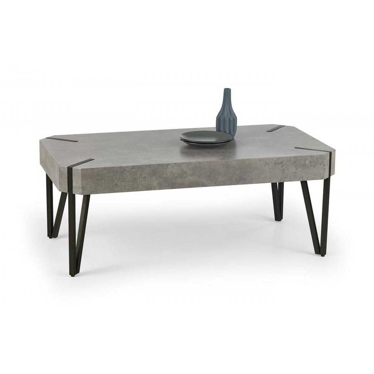 Redlands Stone Effect Coffee Table Elegant Design with Sturdy Black Metal Legs
