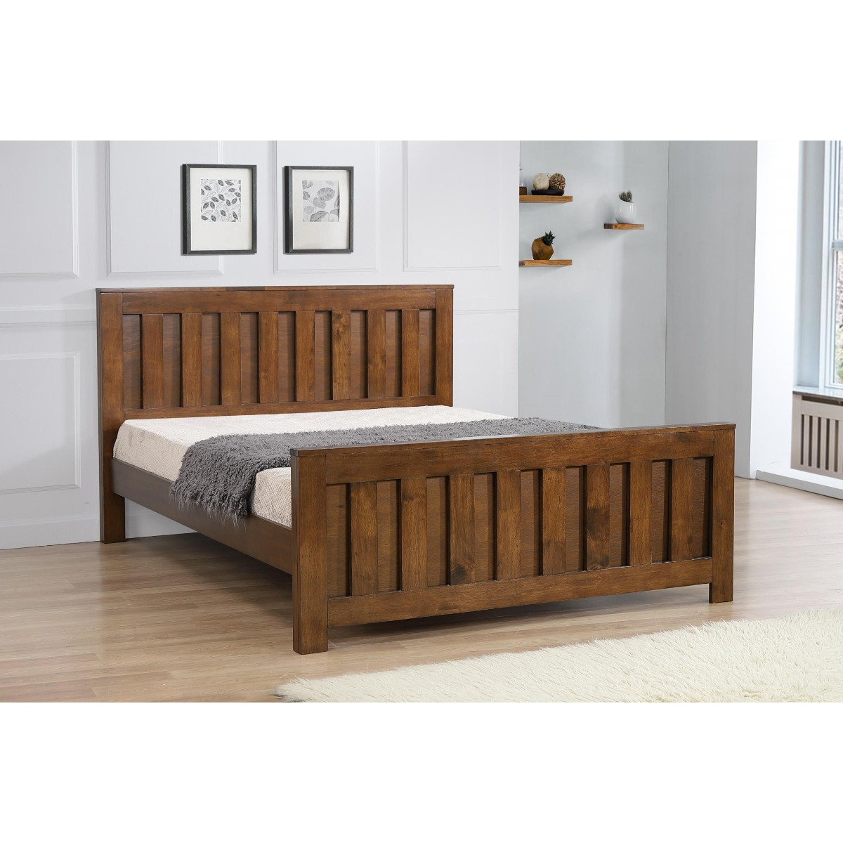 Petaluma Classic Charm Rustic Oak Solid Rubberwood Bed Frame in Double Bed Size