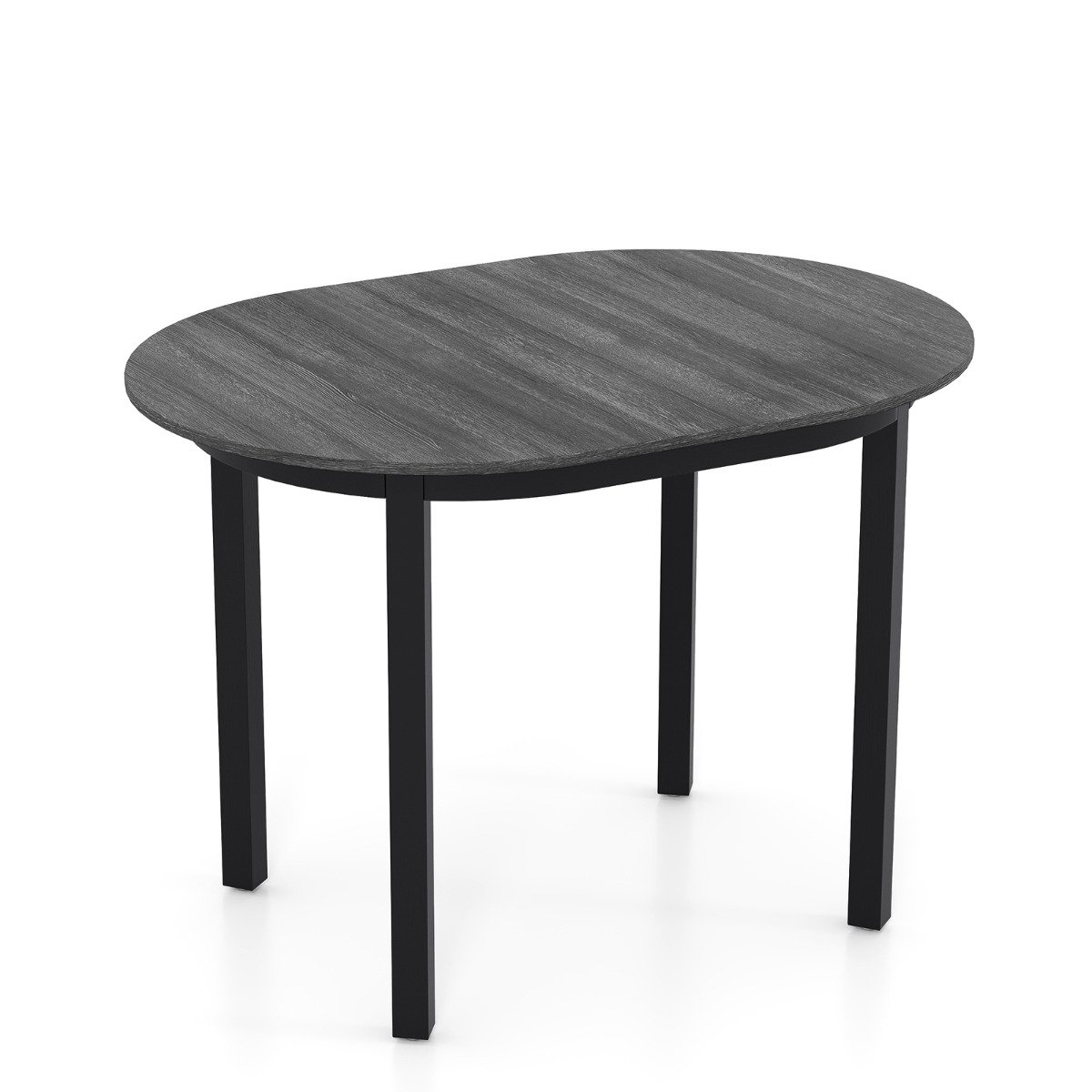 CRAYWELL 110CM Wooden Dining Table for 4-6 People Oval Kitchen Table-Dark Grey