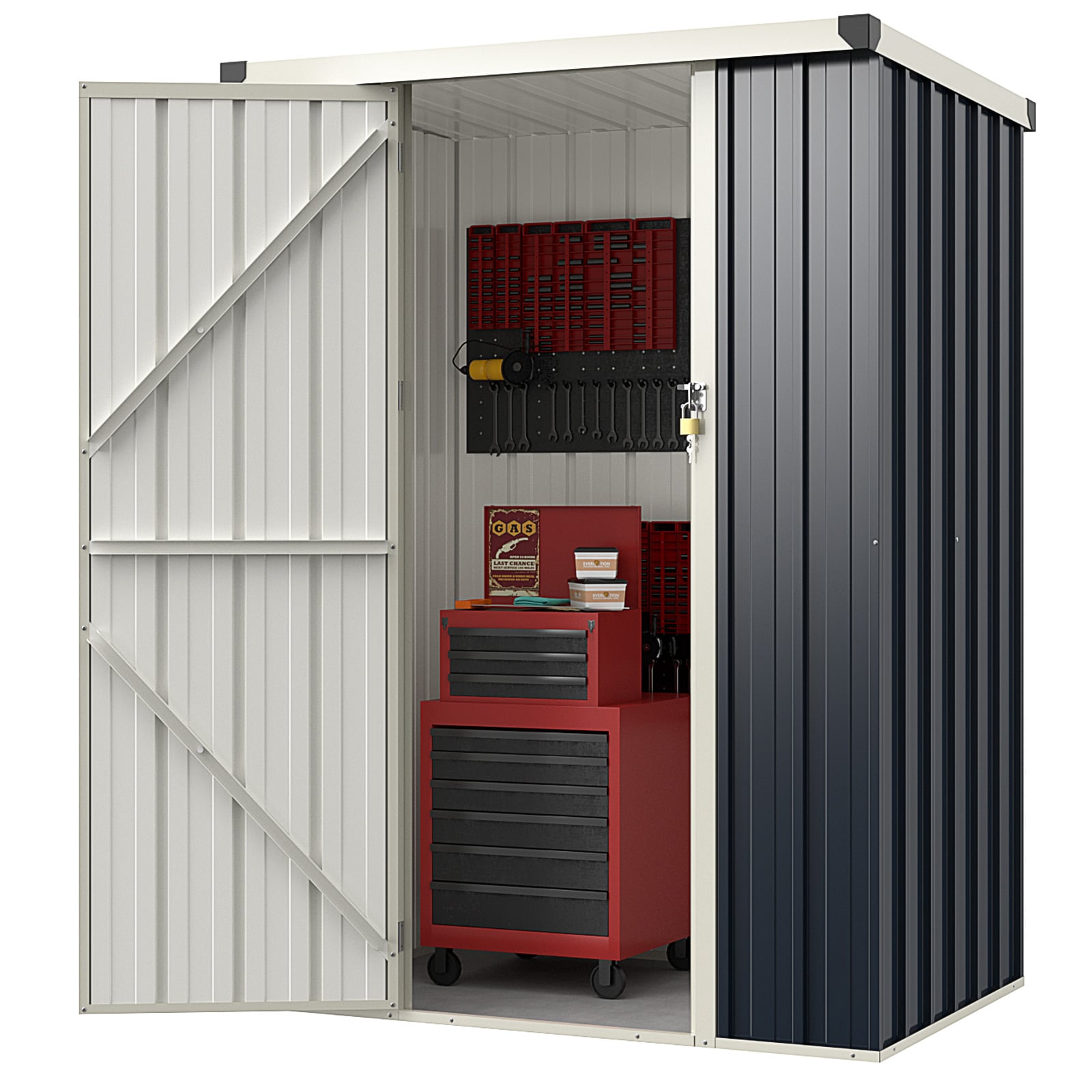 117 x 89cm Metal Outdoor Storage Shed for Bike Garbage-Grey
