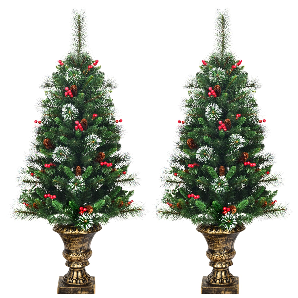 120cm Artificial Christmas Tree Set of 2 with Decorative Pot
