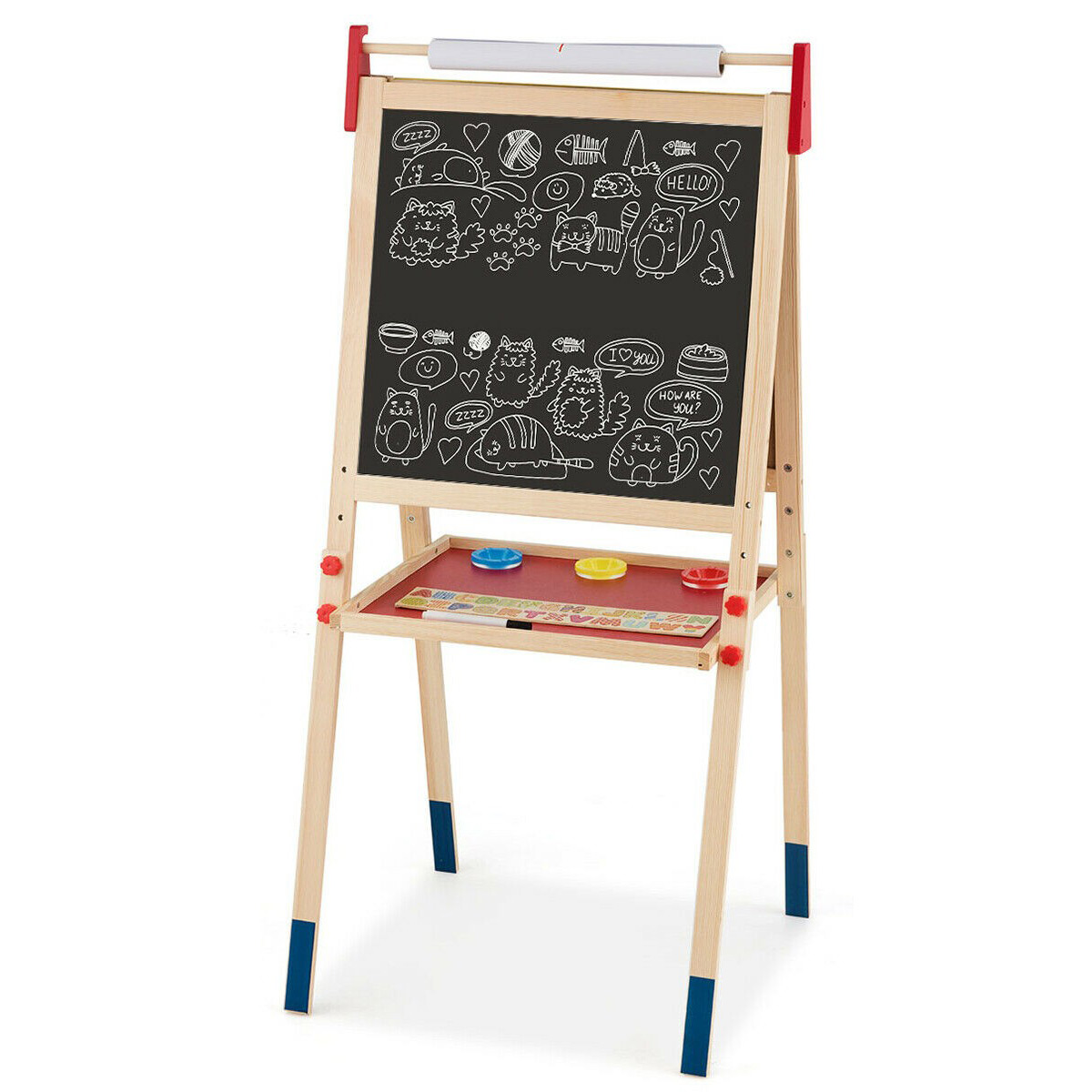 Easel - 2 IN 1 Kids Art Easel Double Sided Chalk Board Tray