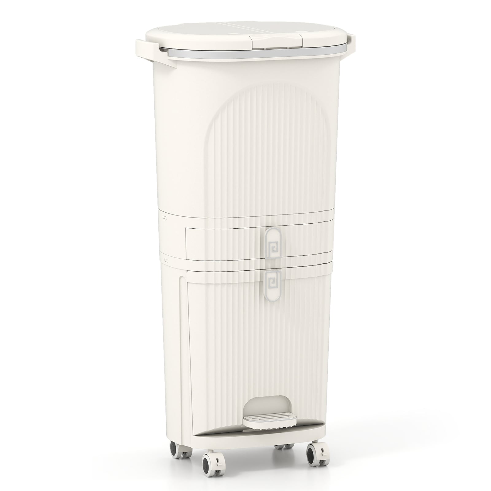 ONORA 3-Layer Sorting Trash Bin with 2 Removable Buckets-Beige