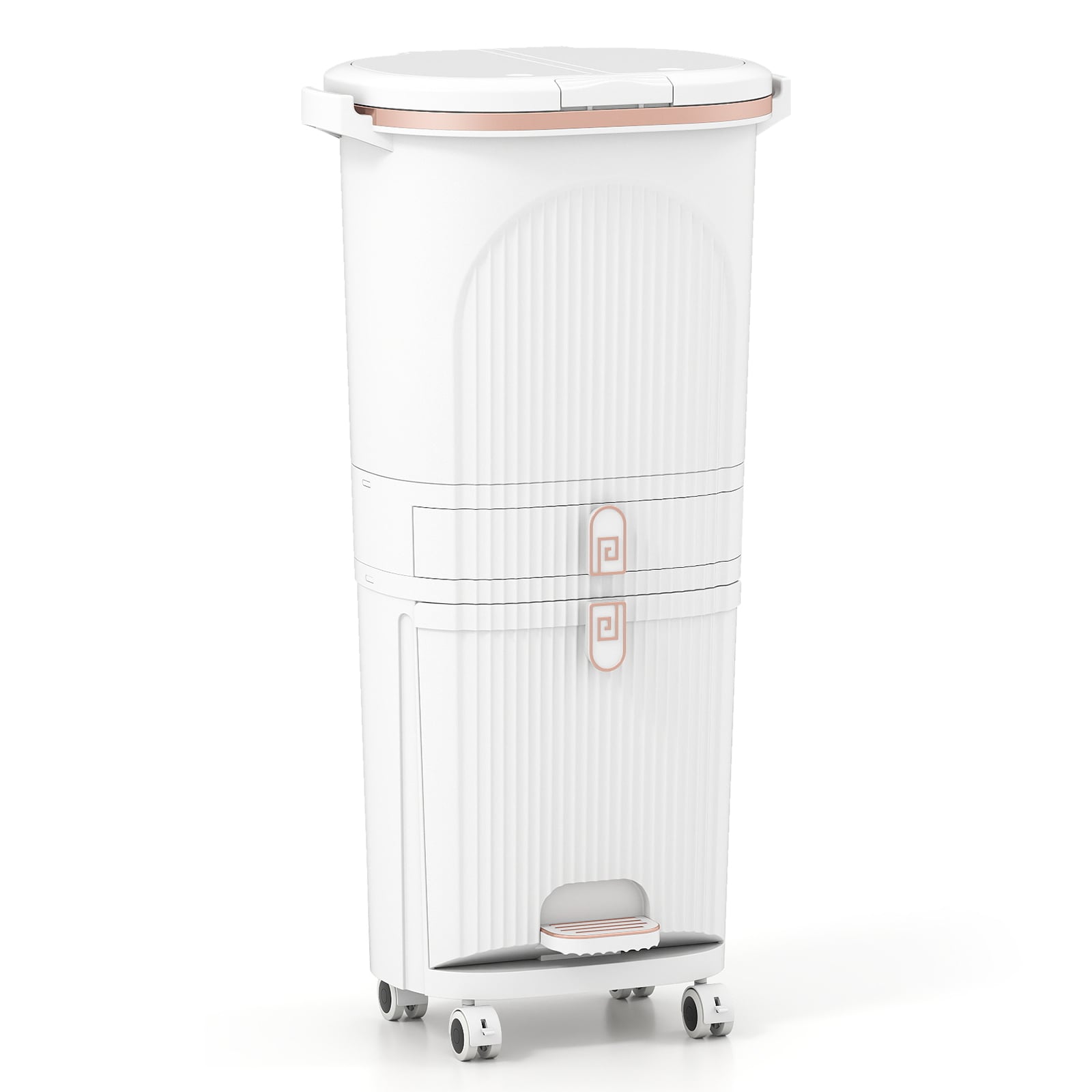 ONORA 3-Layer Sorting Trash Bin with 2 Removable Buckets-White