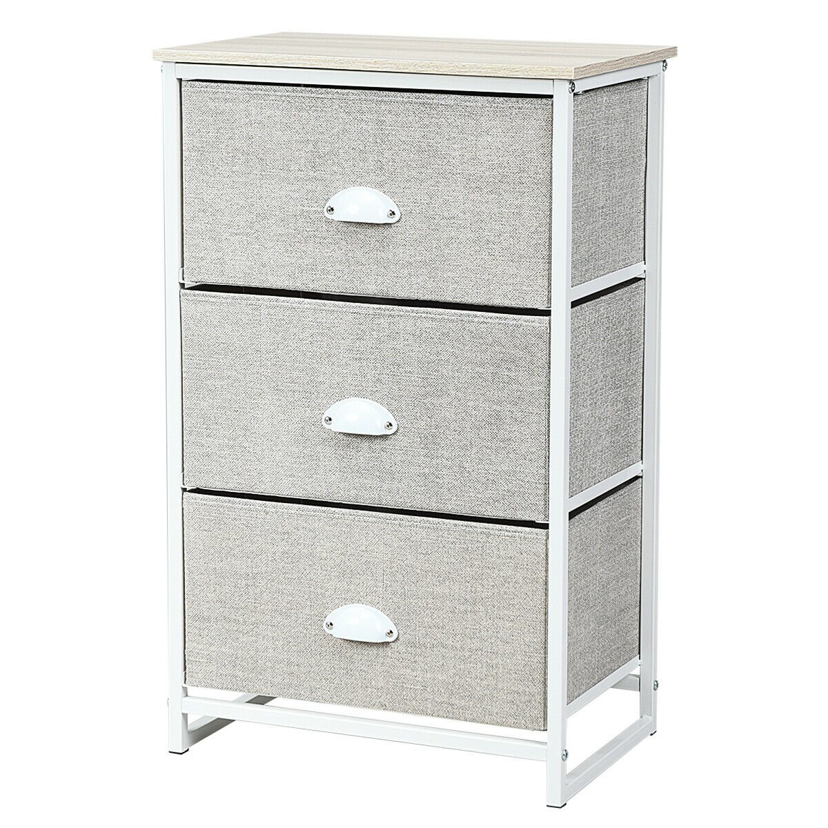 Bedside Table - ATLANTA 3 Tier Nightstand White 45cm