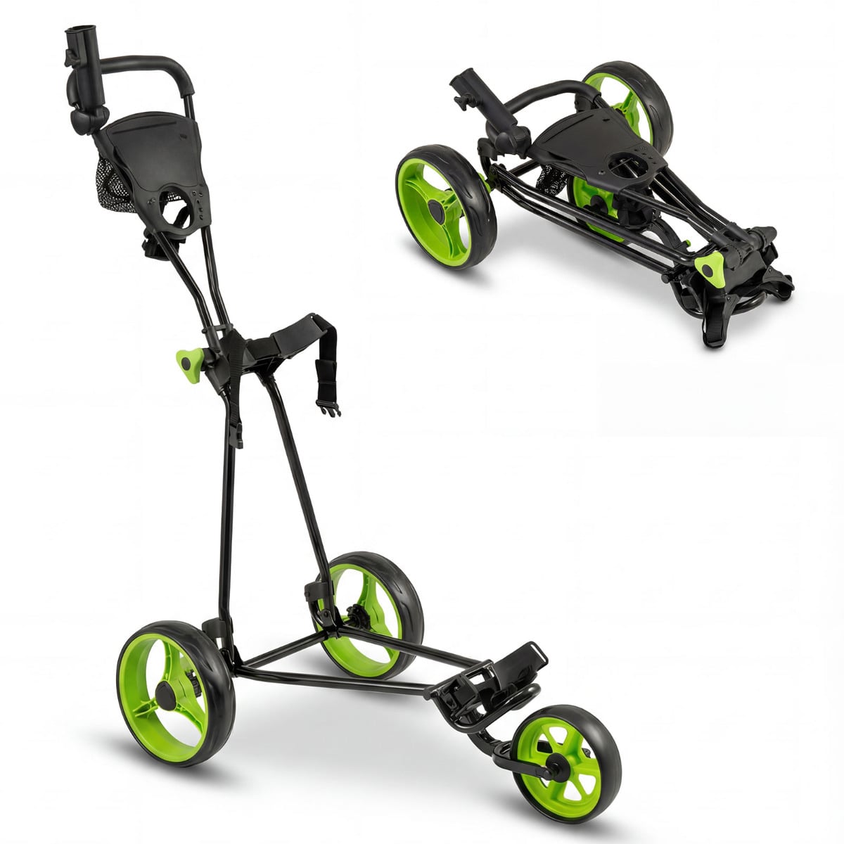 ELARIS 3-Wheel Folding Golf Push Cart with Adjustable Handle-Green
