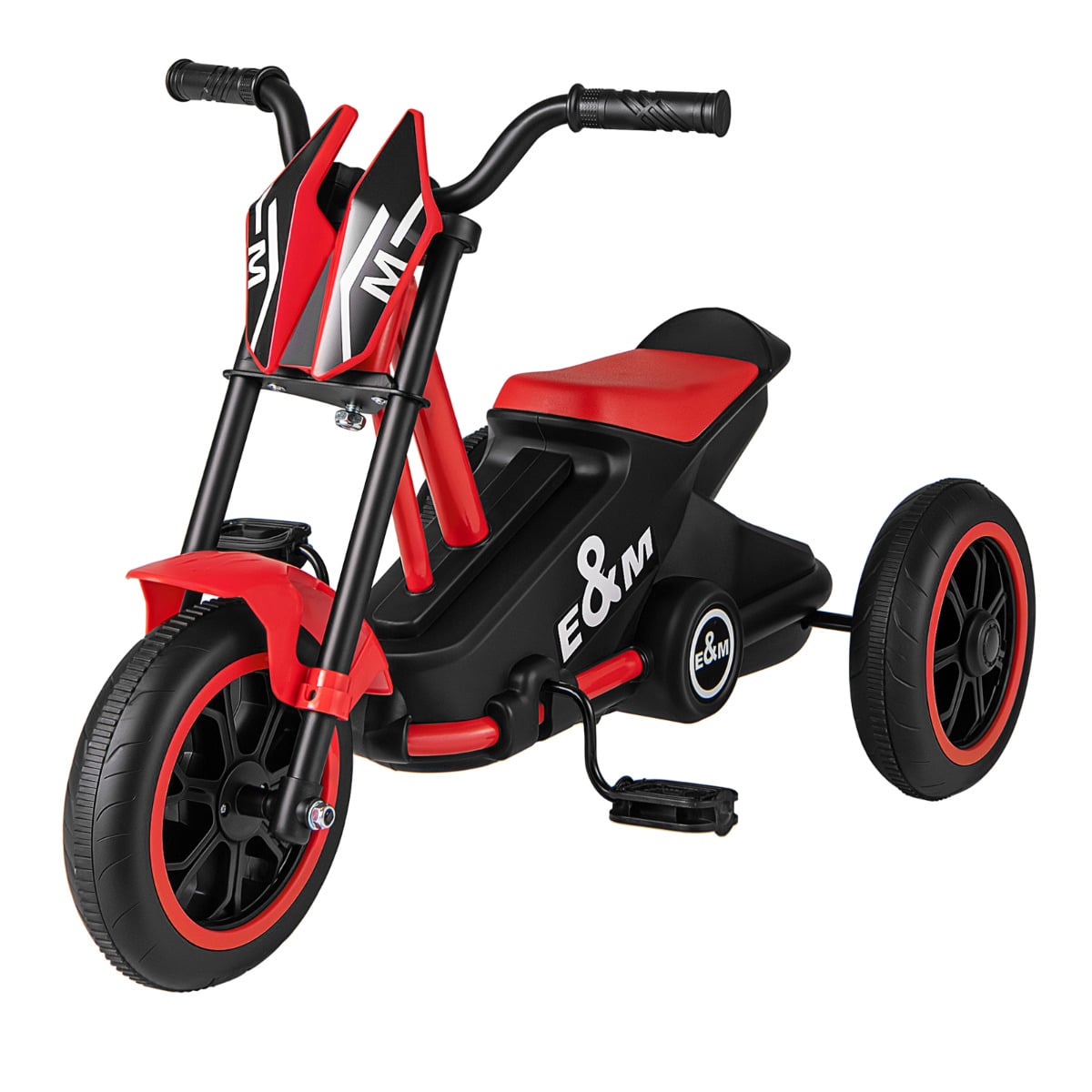 3-Wheel Toddler Bike with Foot Pedals and Steering Handlebars-Red