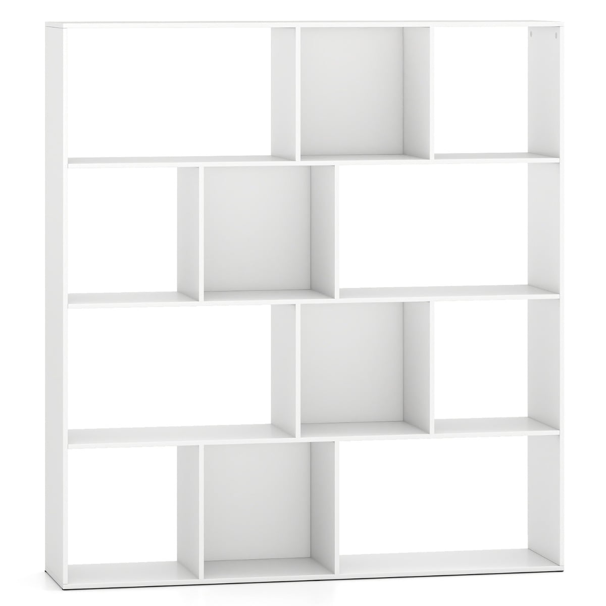 4-Tier Modern Bookshelf with 12 Storage Compartments and 2 Anti-Tip Kits-White