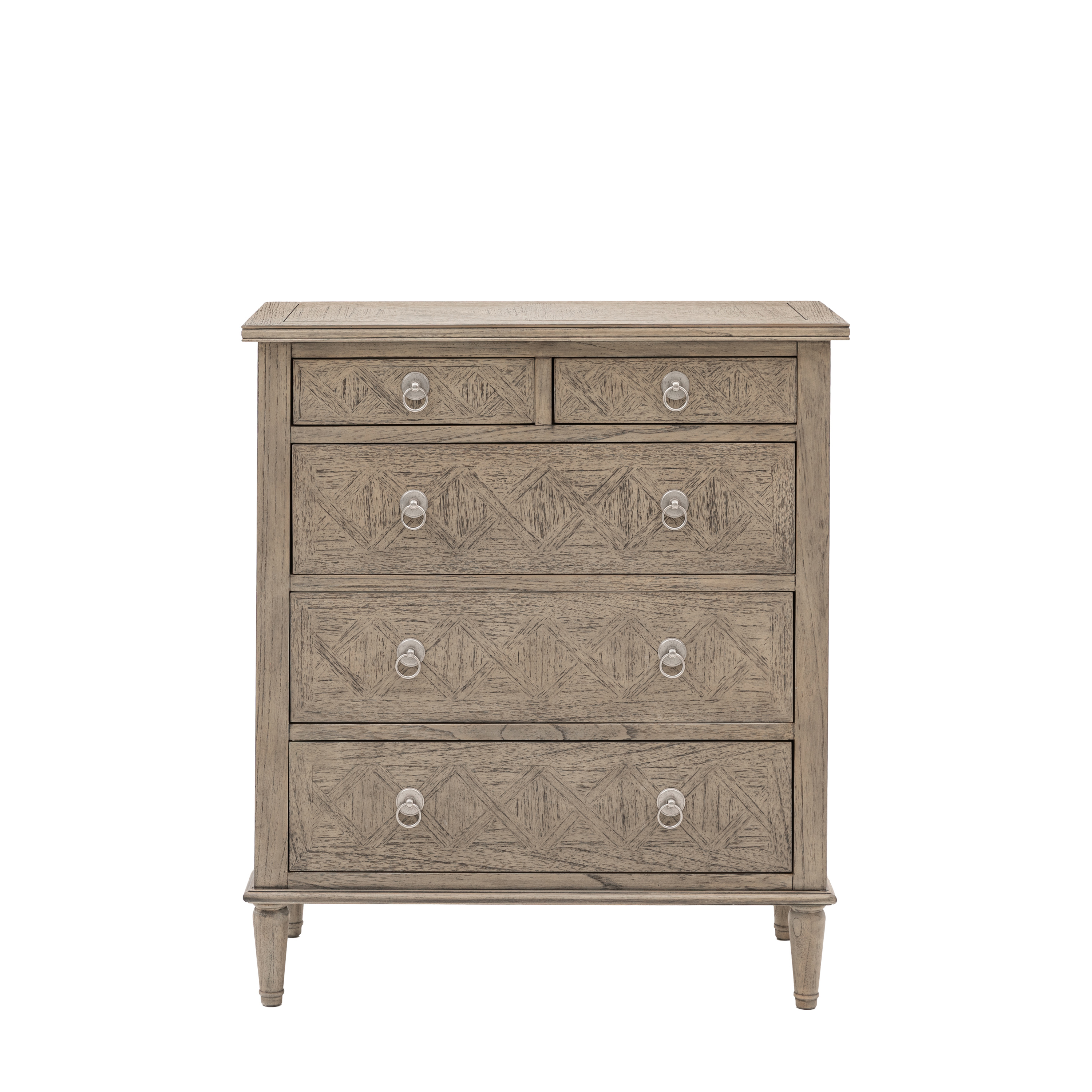 OAKLEIGH Oak Finish Chest of Drawers - Medium-sized, 5 Drawers