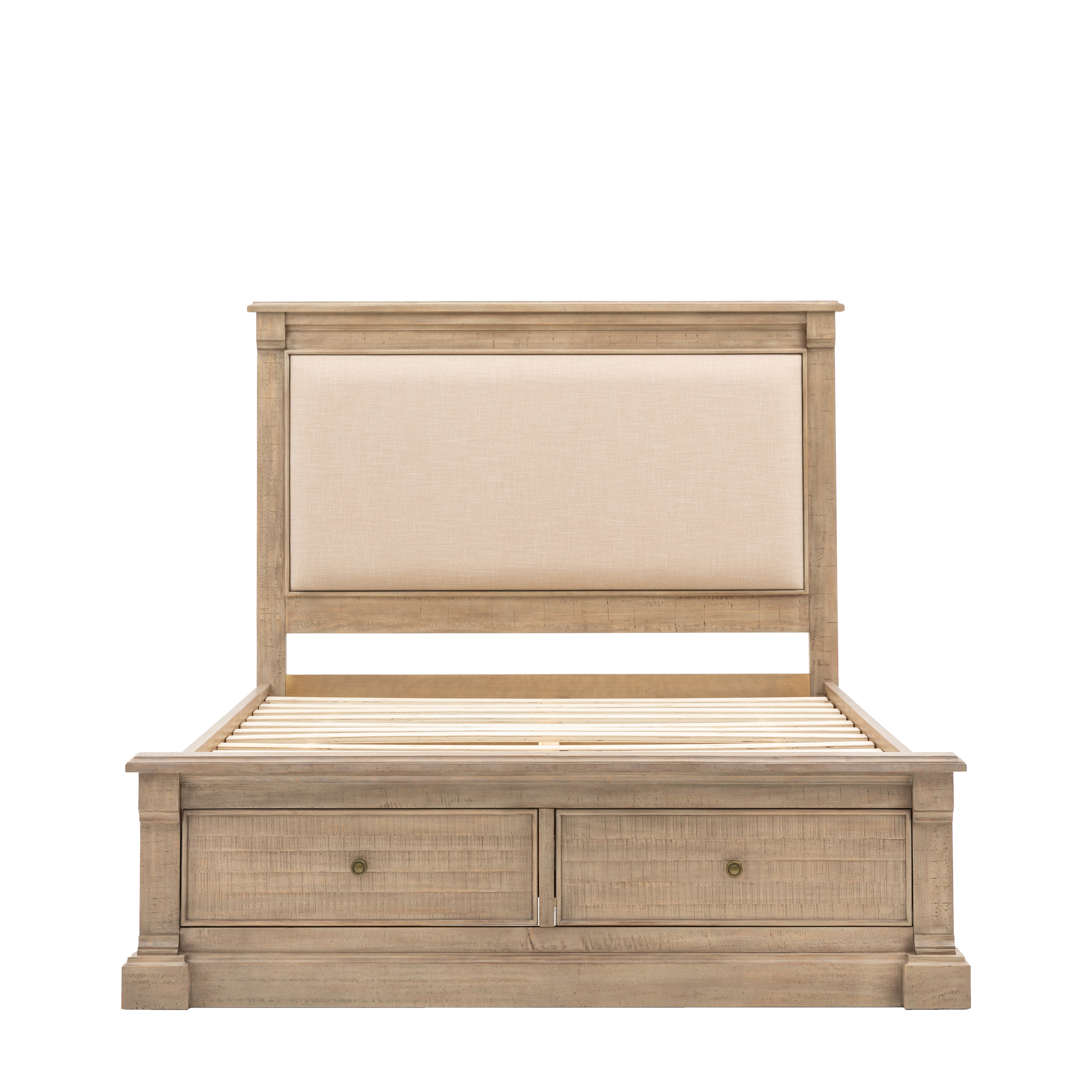 BRIXTON Kingsize Wooden Bedframe with 2 Drawer Storage - Natural