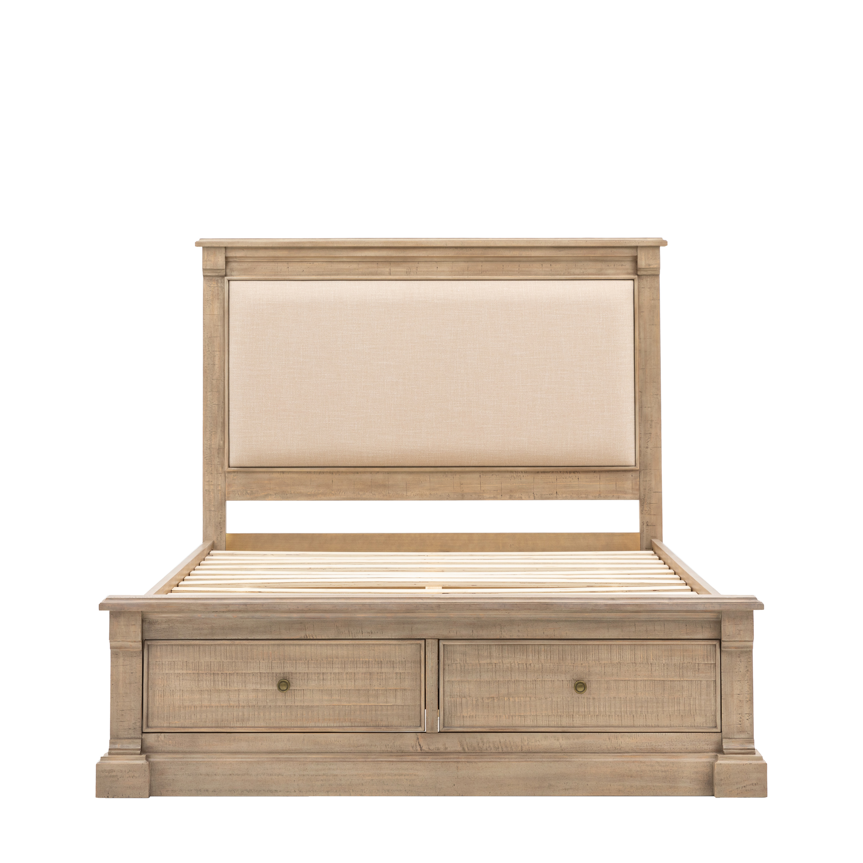 BRIXTON Super Kingsize Wooden Bedframe with 2 Drawer Storage - Natural