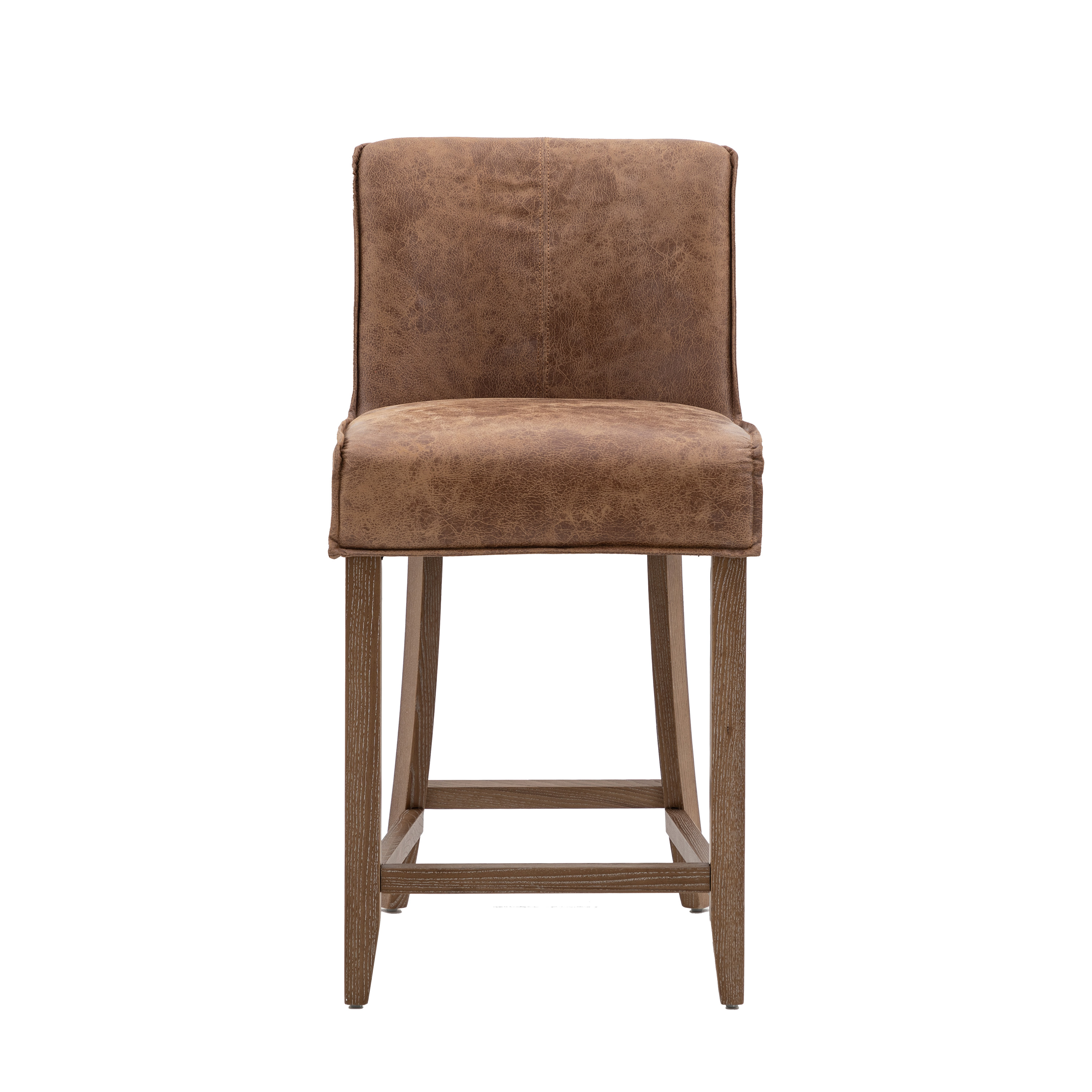 OAKWELL Leather Bar Stool Brown - Set of 2