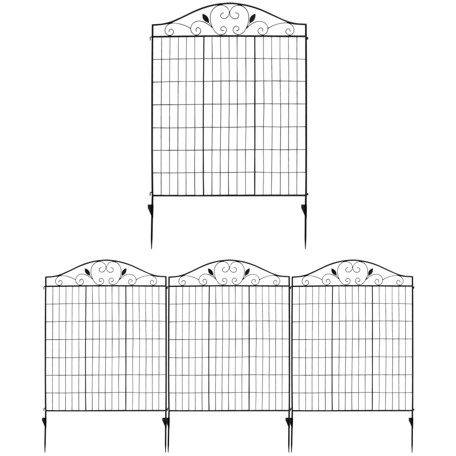 4 Panels Folding Iron Decorative Garden Fence Interlockable