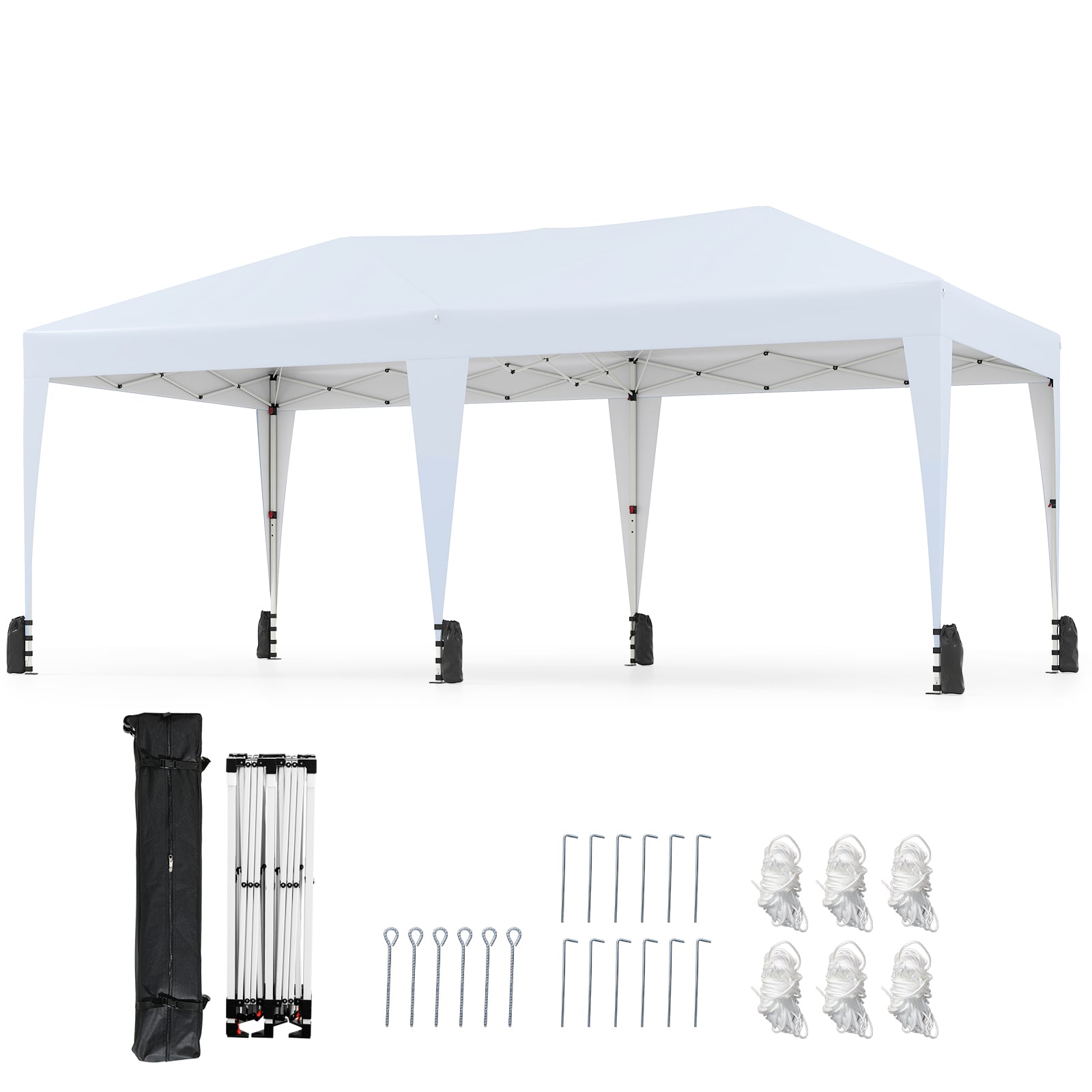 UIORA 590 x 300cm Outdoor Pop up Canopy Tent with Wheeled Bag-White