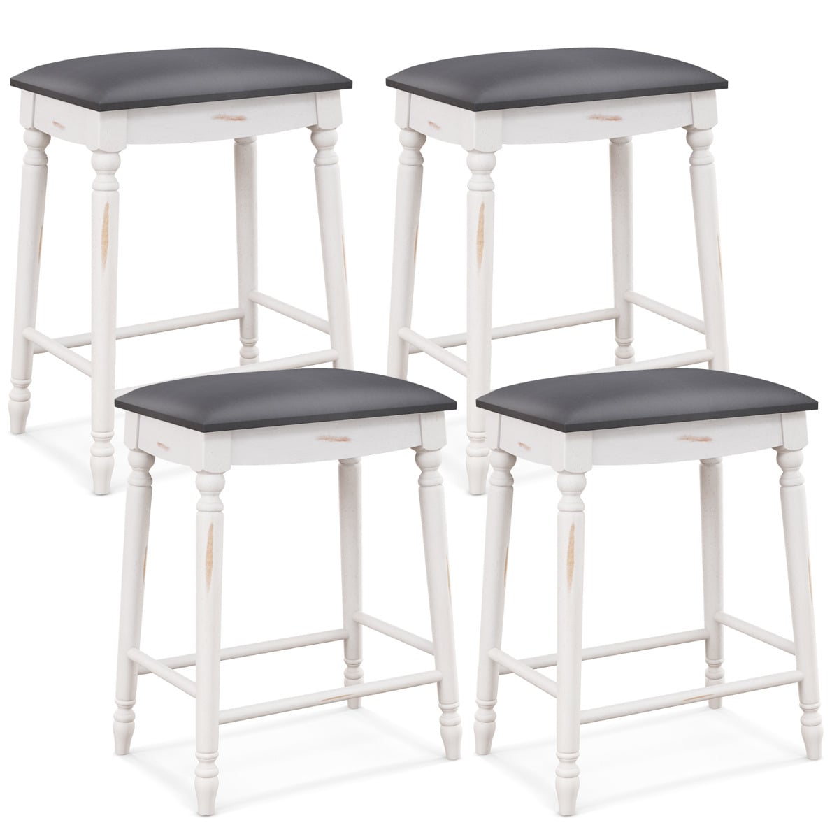 WLORA Upholstered Bar Stool Set of 4-61 cm