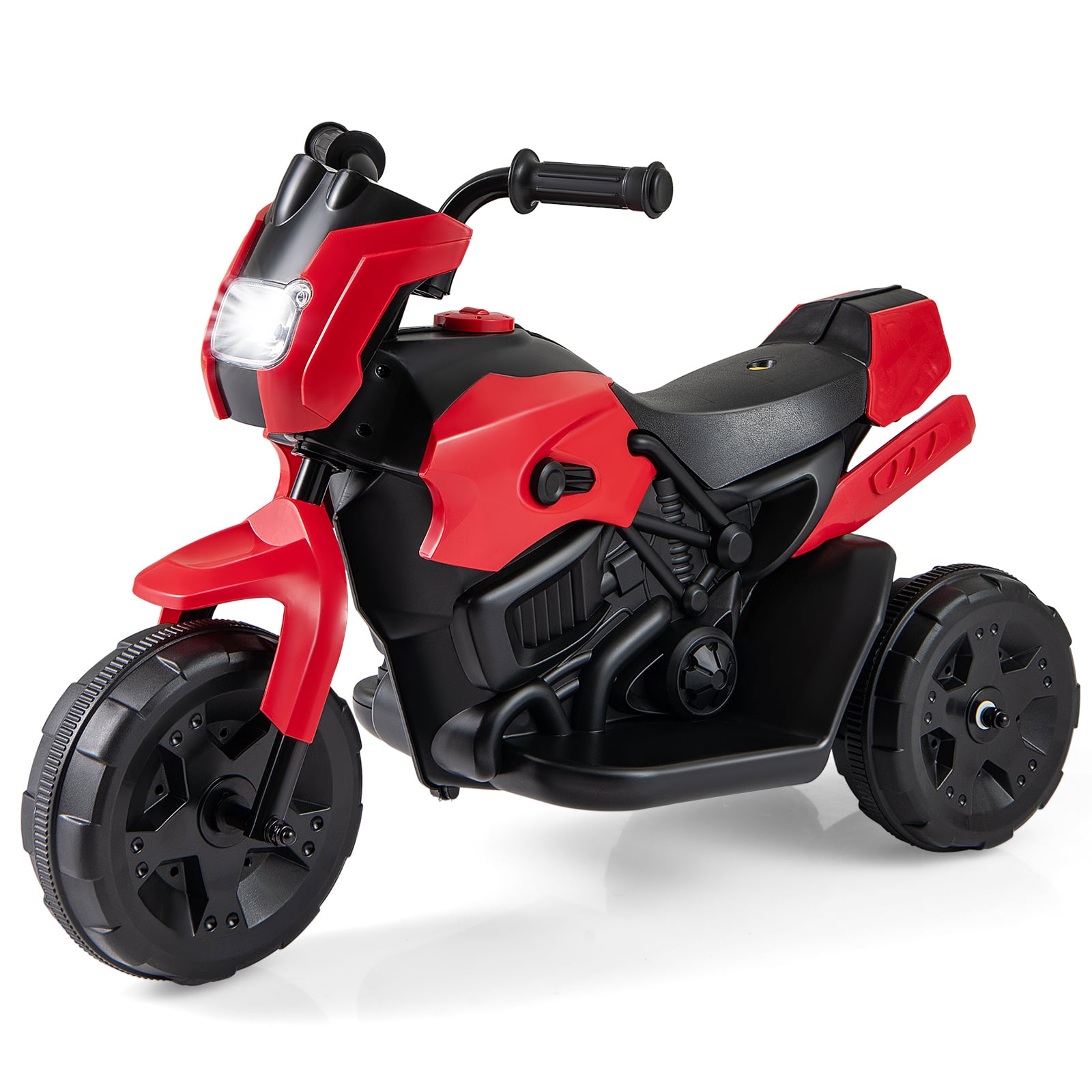 QVARO 6V Kids 3-Wheel Ride-On Motorbike with LED Light-Red