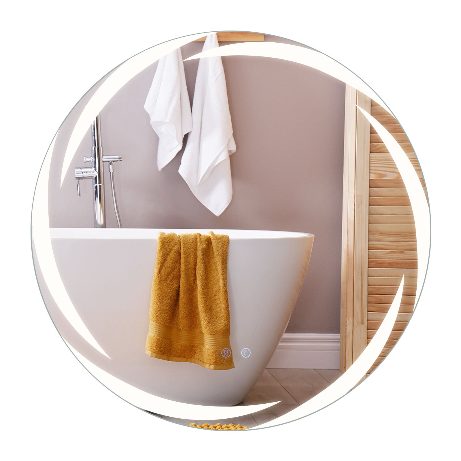 70cm Round LED Bathroom Mirror with Memory Function
