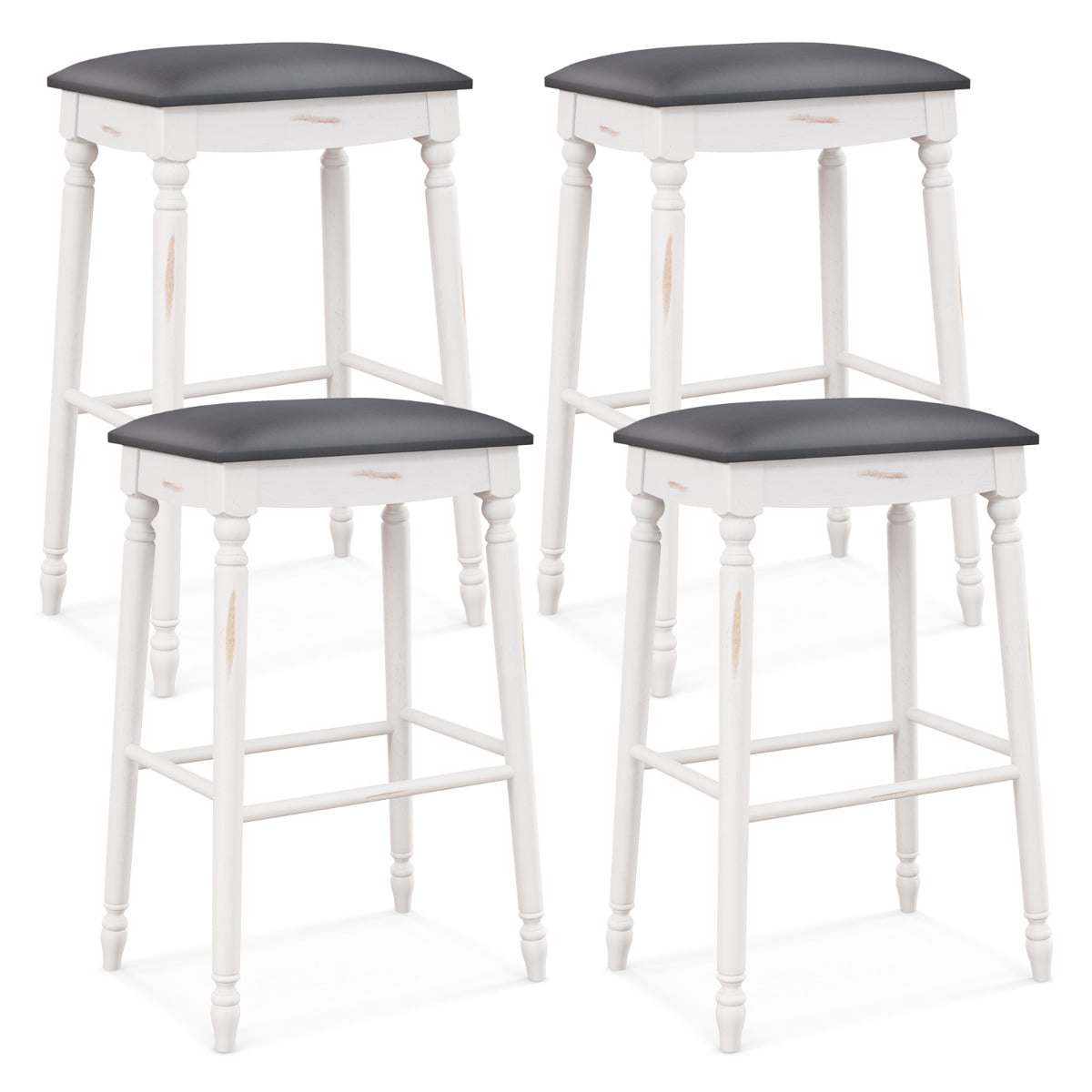 WLORA Upholstered Bar Stool Set of 4-74 cm