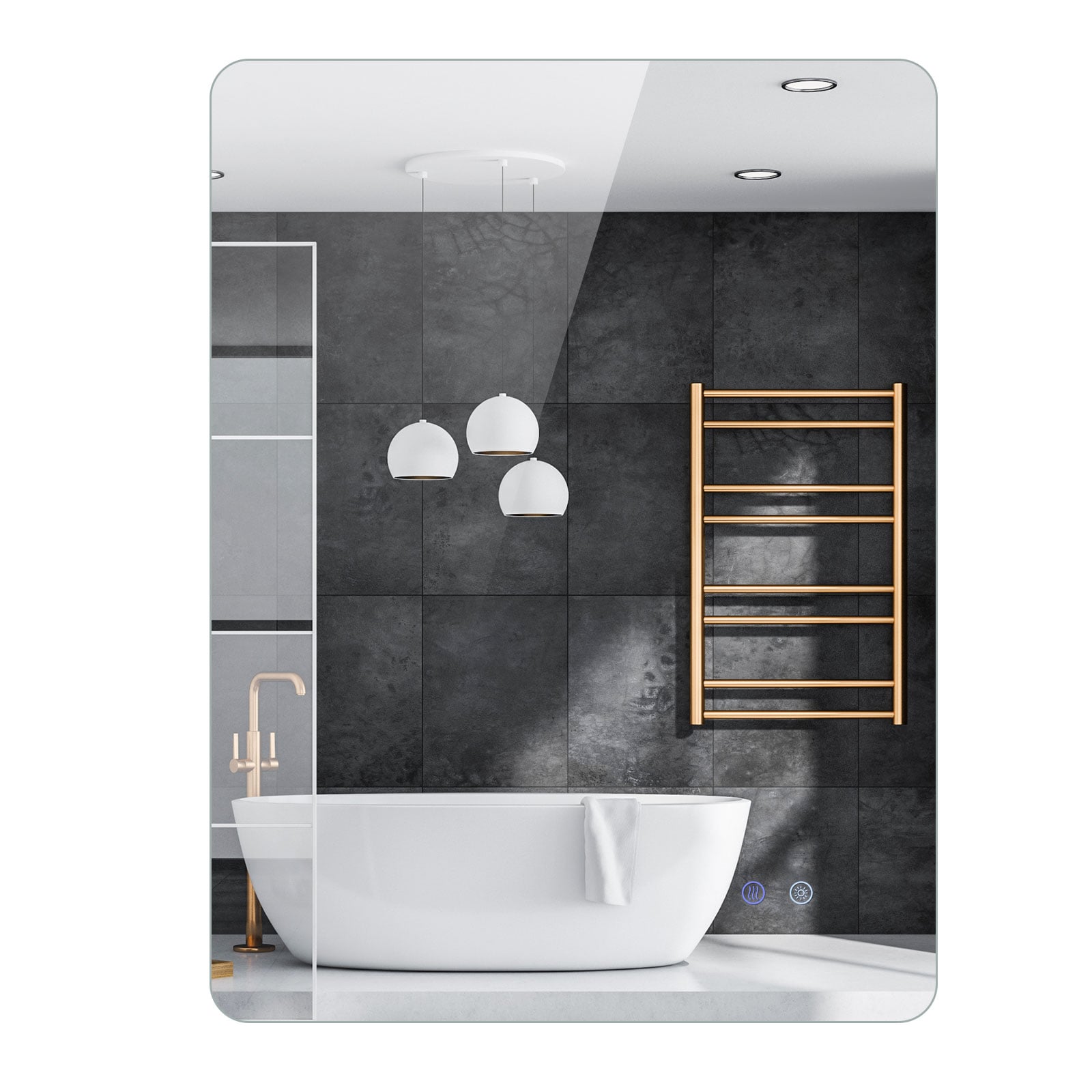 80cm x 60cm Rectangle LED Lighted Mirror Wall Mounted Mirror