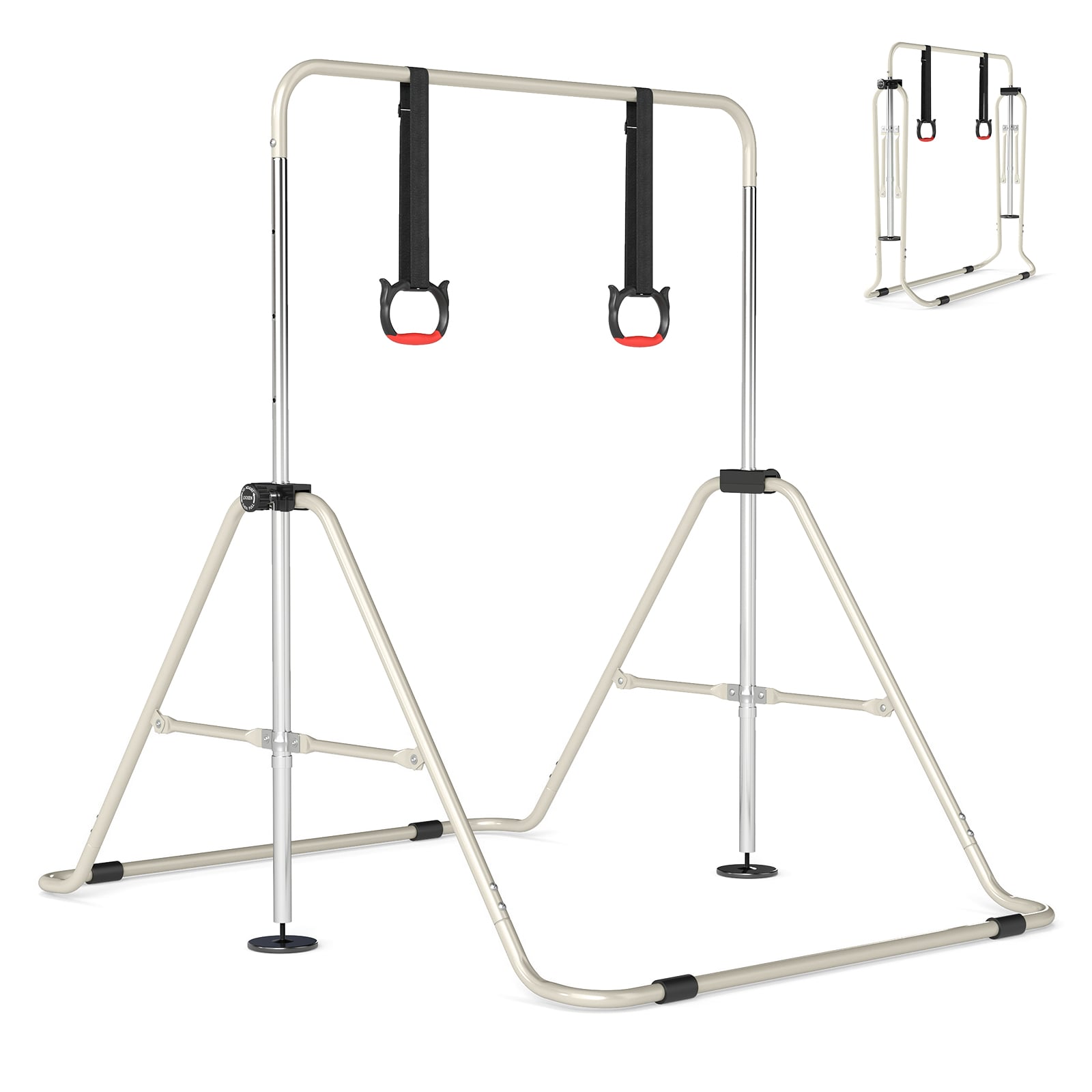 AVIRA Expandable Gymnastic Bar for Kids 4-Level Height Adjustable Gymnastic Bar-Beige