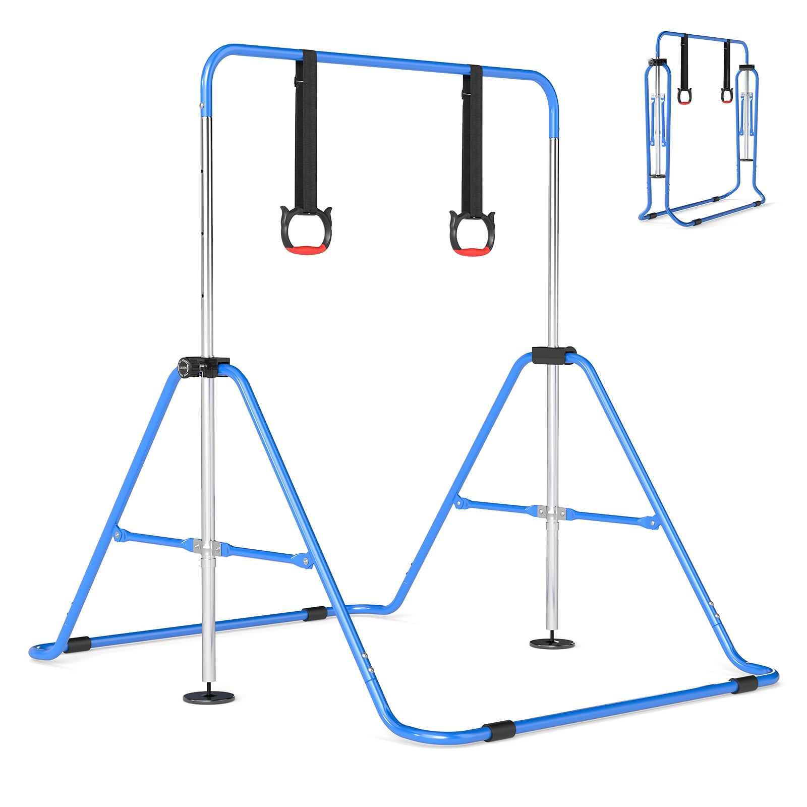 AVIRA Expandable Gymnastic Bar for Kids 4-Level Height Adjustable Gymnastic Bar-Navy