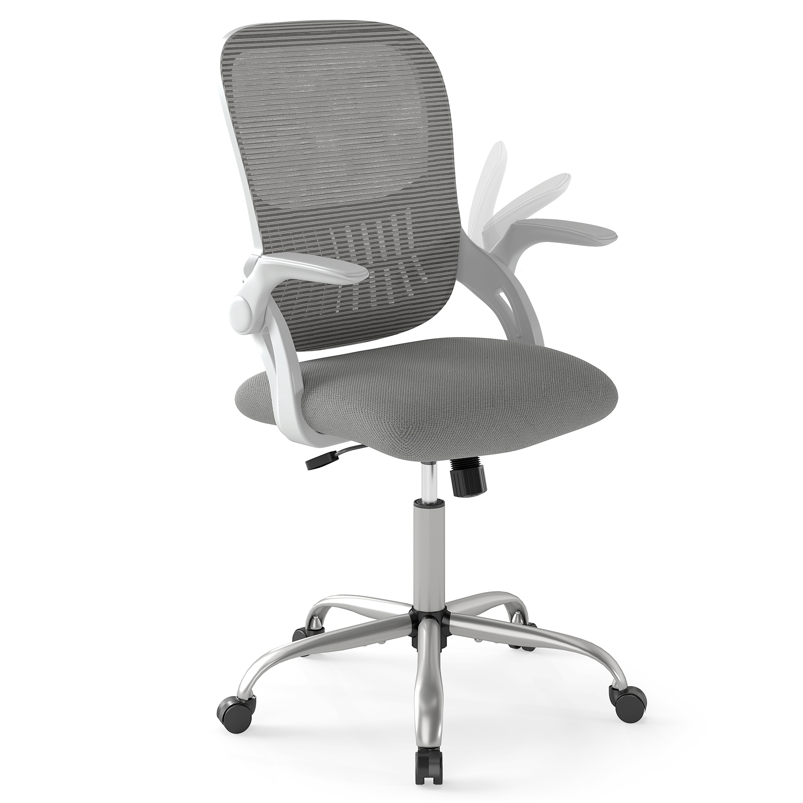 Ergonomic Mesh Office Chair with Flip-Up Arms-Grey
