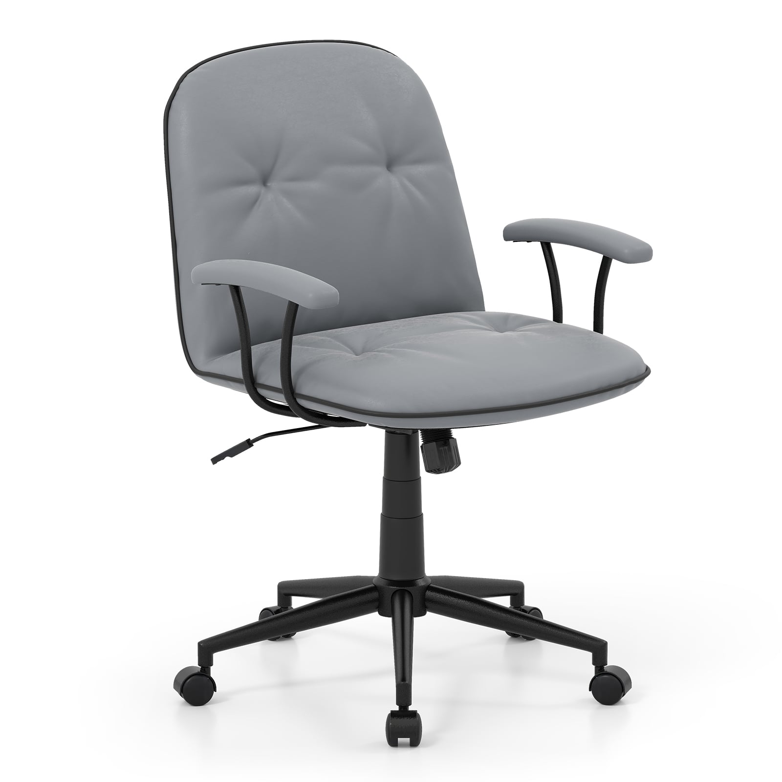 VLOR PU Leather Office Chair with Adjustable Height & Rocking-Grey
