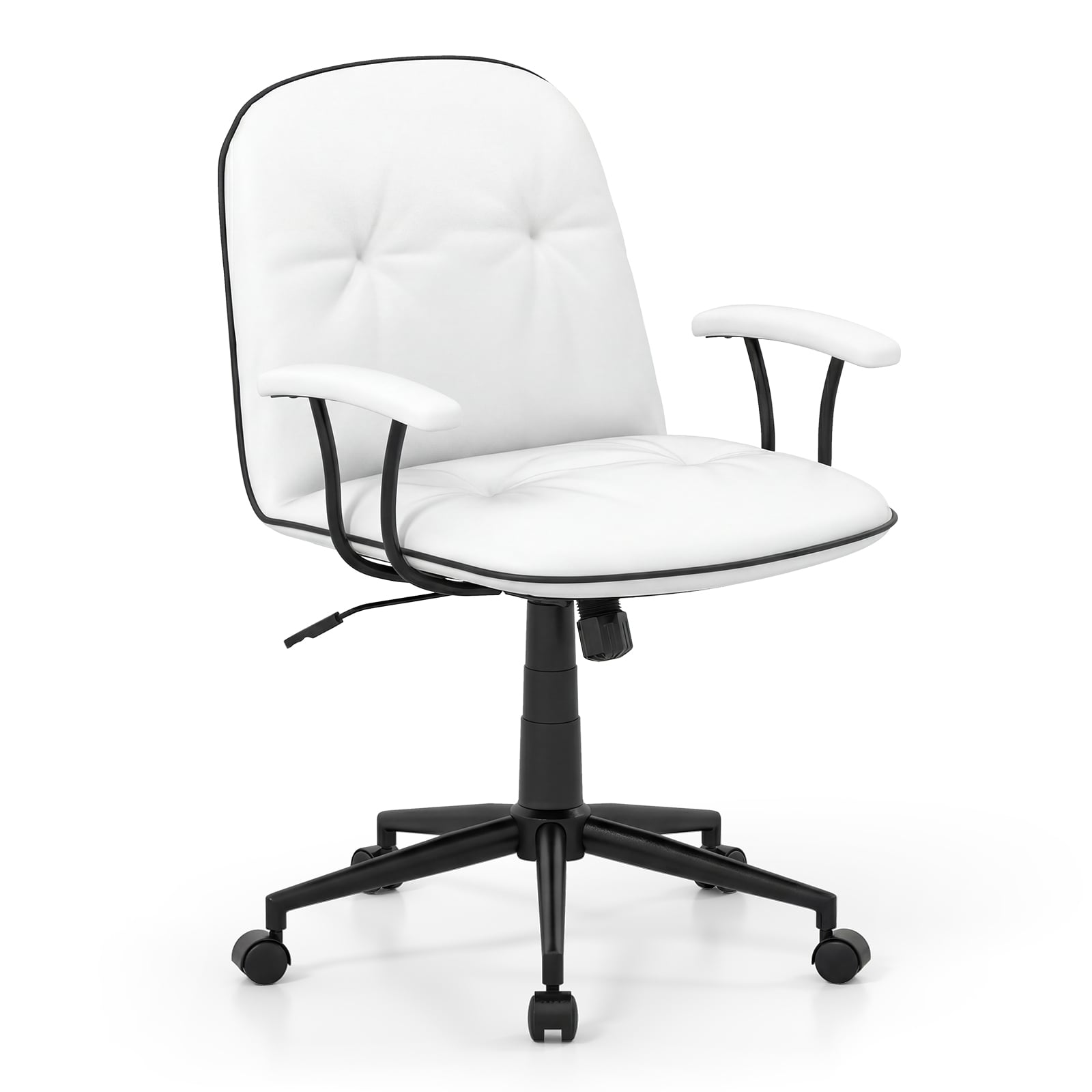 VLOR PU Leather Office Chair with Adjustable Height & Rocking-White
