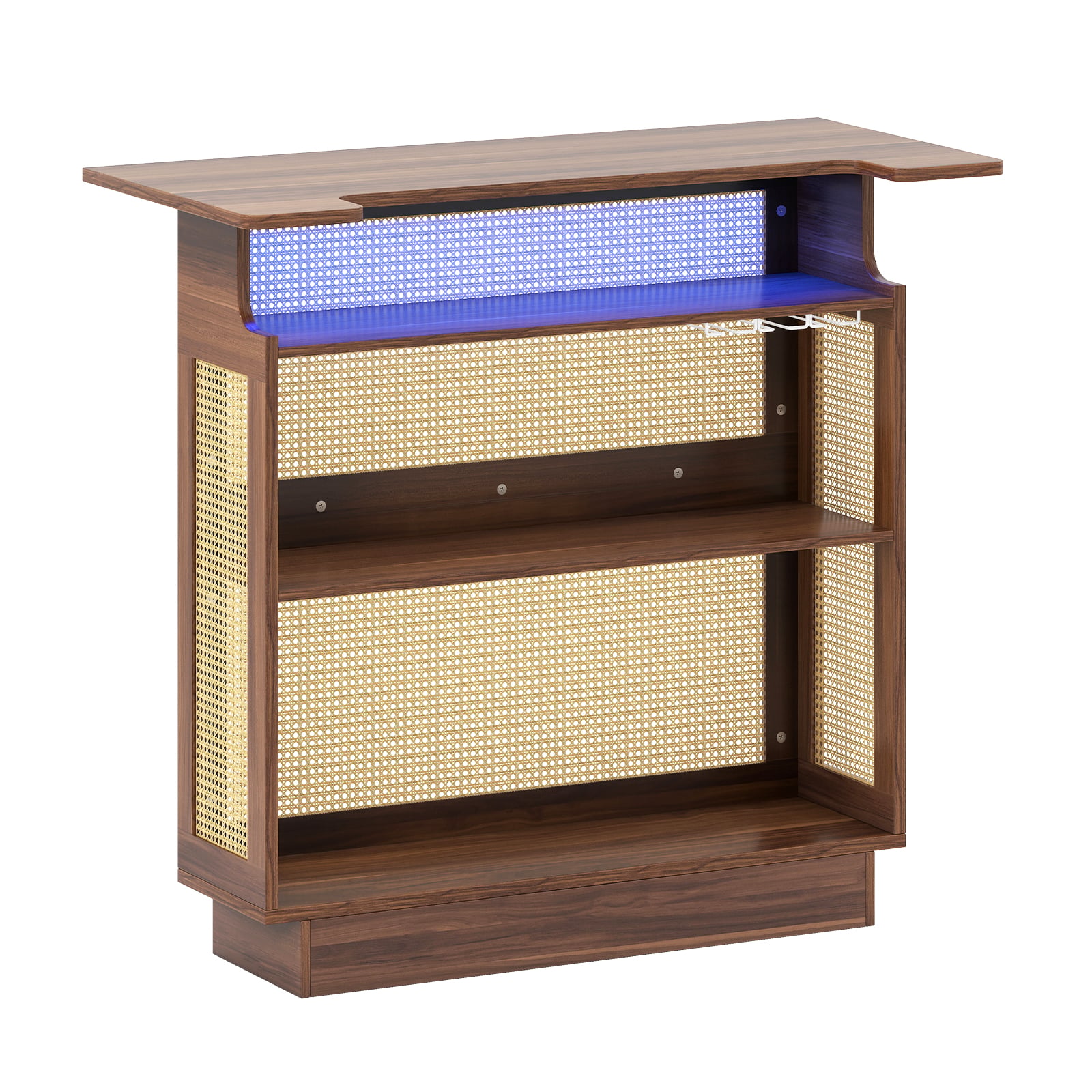Home Bar Cabinet with LED Lights & App Control-Brown