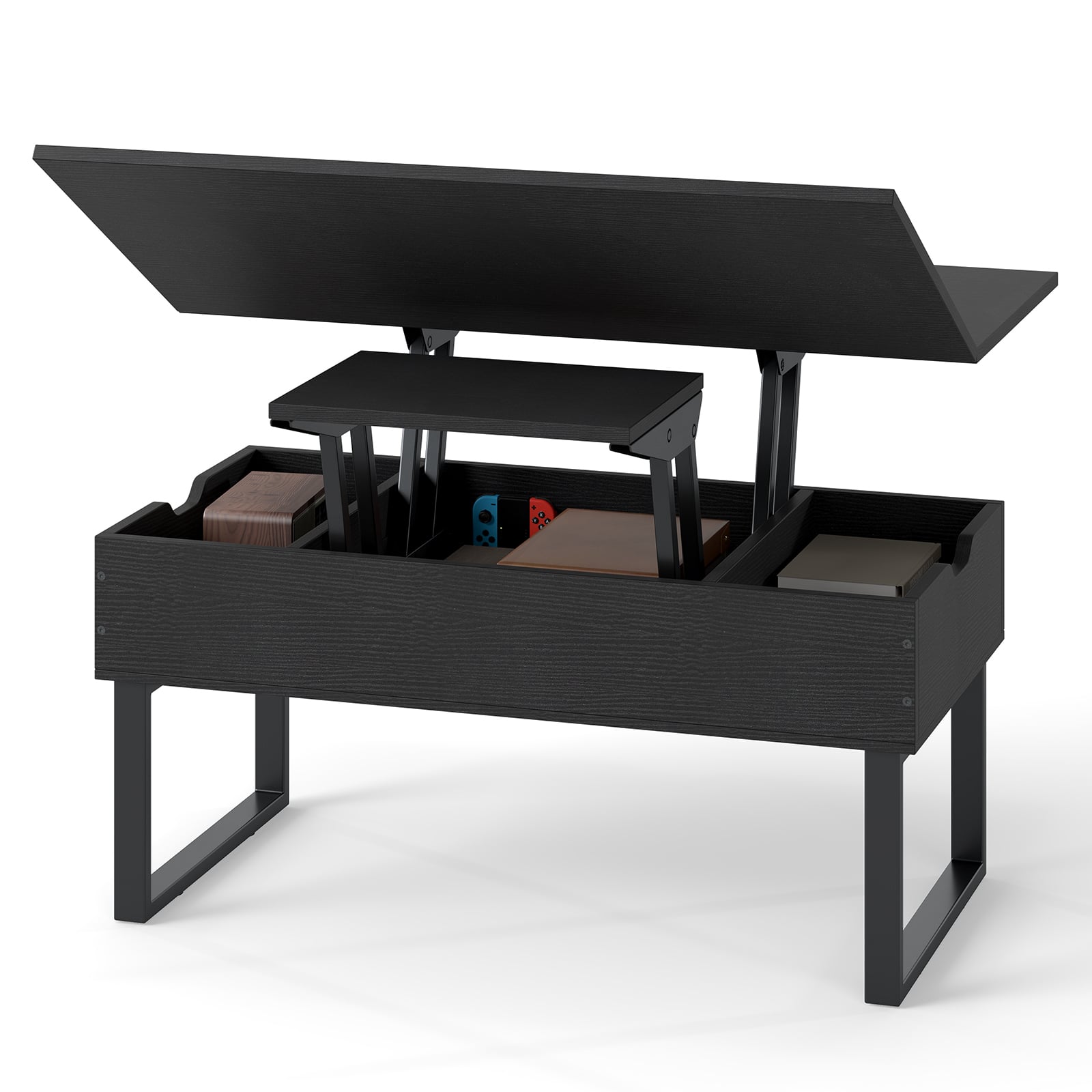 ZIORA Lift Top Coffee Table 3-in-1 with Storage-Black