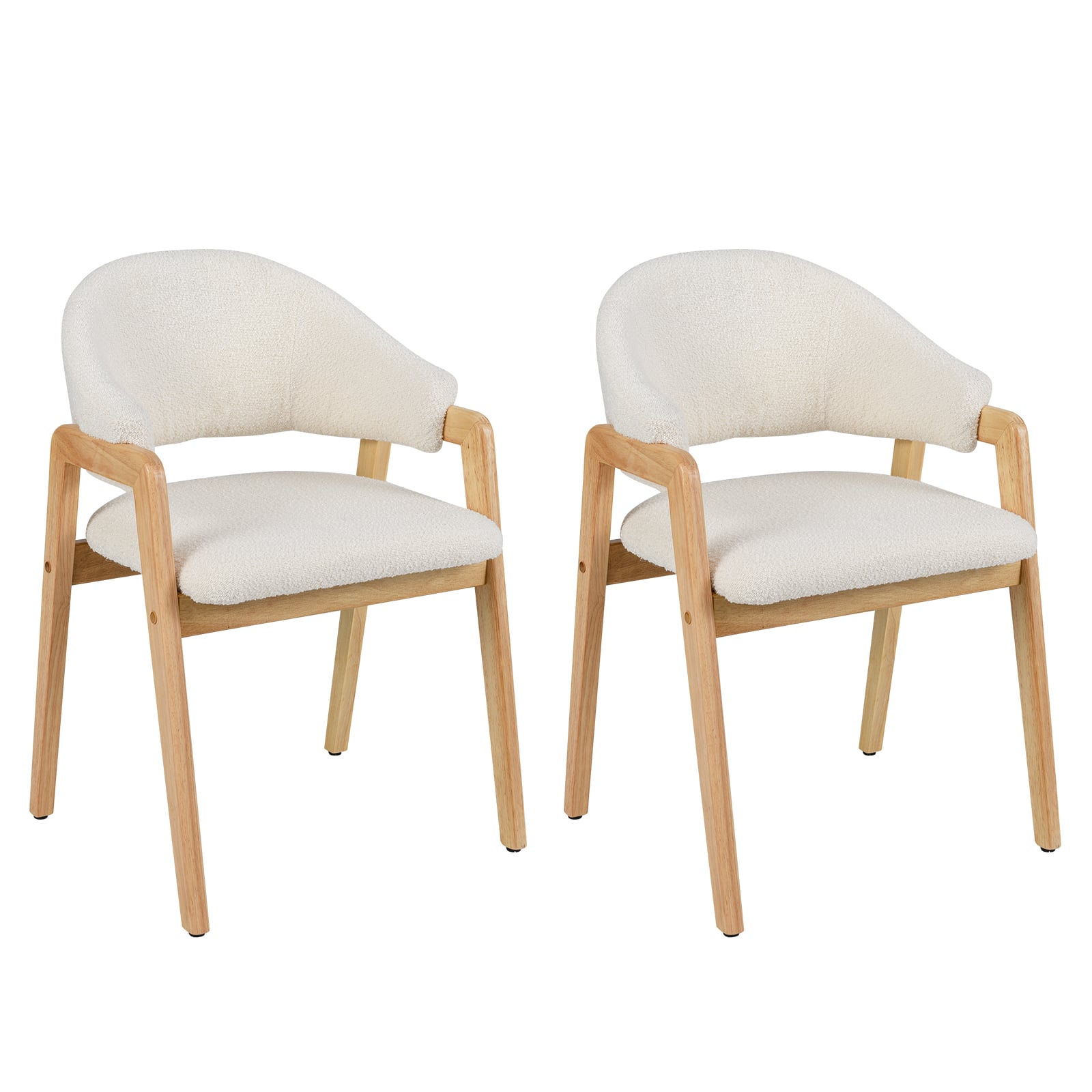 Set of 2 Dining Chairs with Padded Seat & Curved Back-White