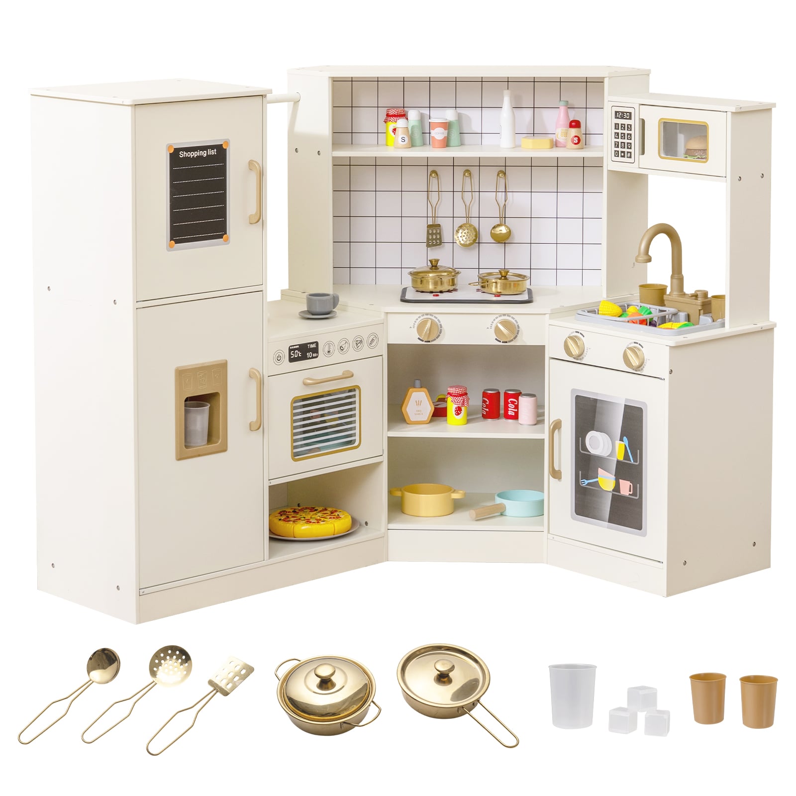 Kids Corner Play Kitchen with Ice Dispenser-Beige