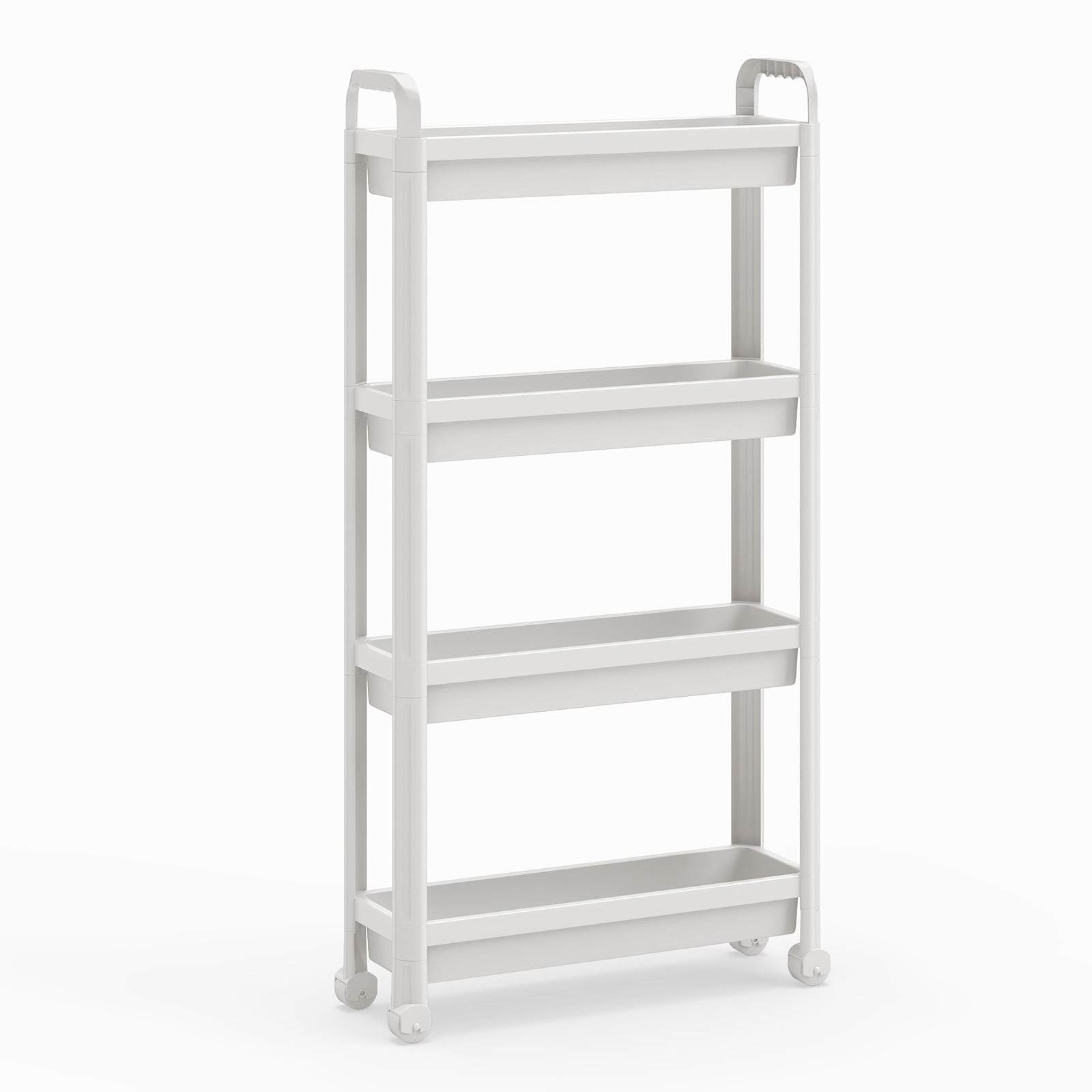 ORYON Slim Rolling Storage Cart 4-Tier Bathroom Organizer with Handles-White