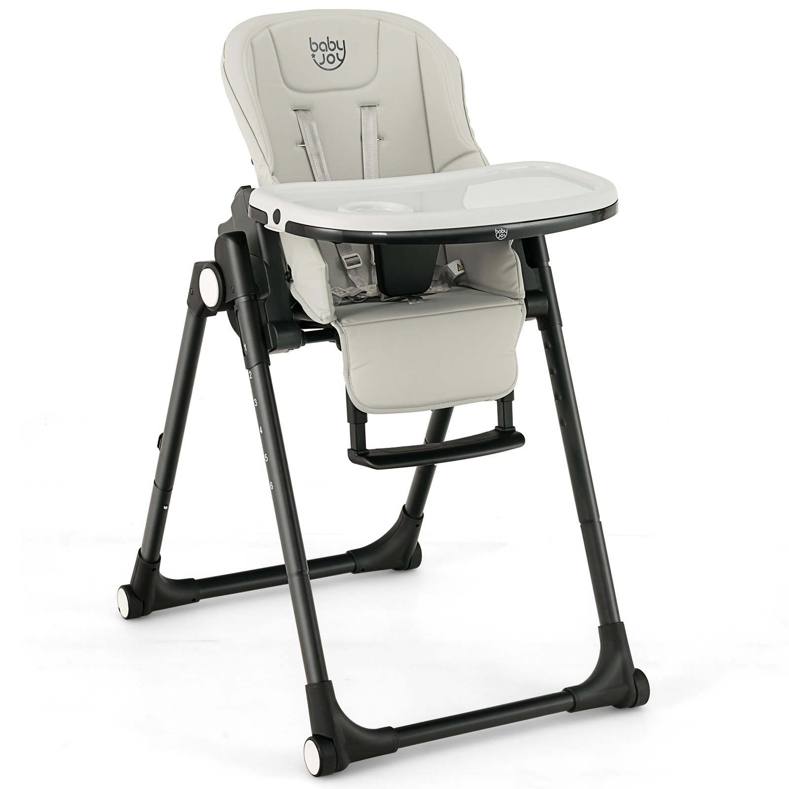 OVULTY 4-in-1 Foldable Baby High Chair with 6 Adjustable Heights and 5-Position Backrest-Grey