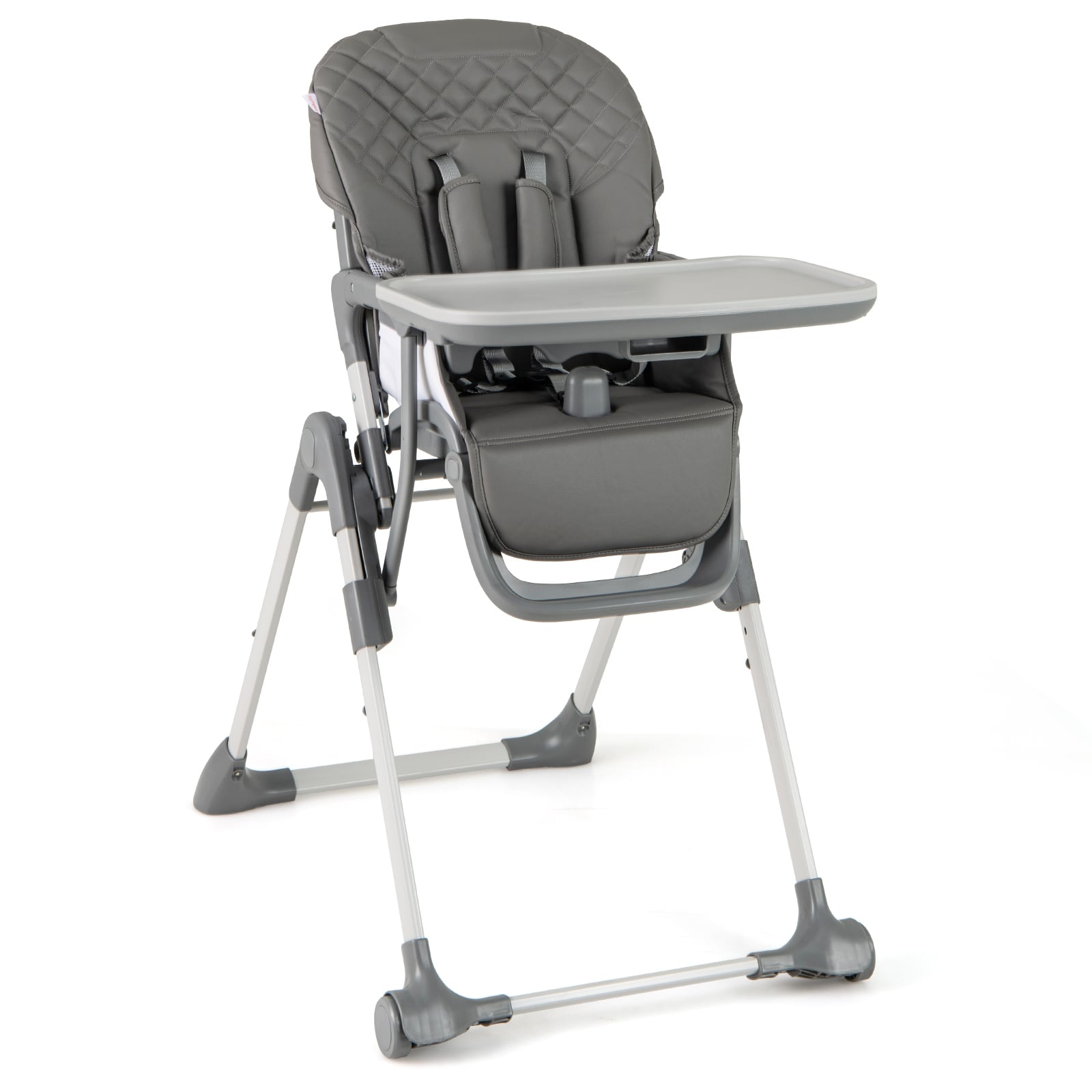 WORIN Portable Adjustable Highchair with Footrest and Detachable Tray for Babies-Grey