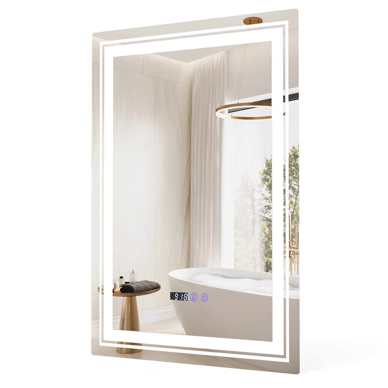 Bathroom Mirror - Anti-Fog Bathroom Led Vanity Mirror with 3 Colors 3000-6500K