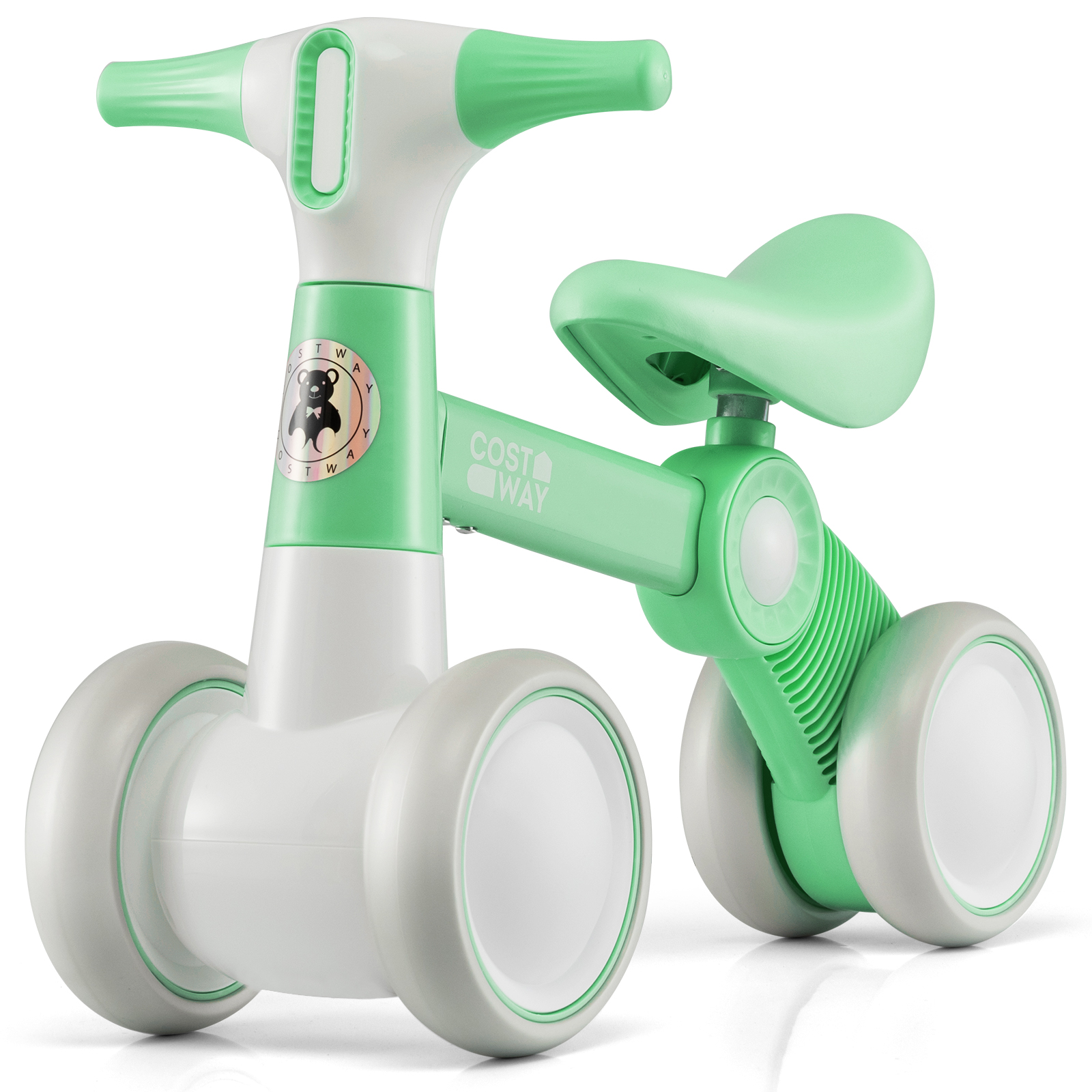 Baby Balance Bike with Steering Handlebars 4 Wheels - Green