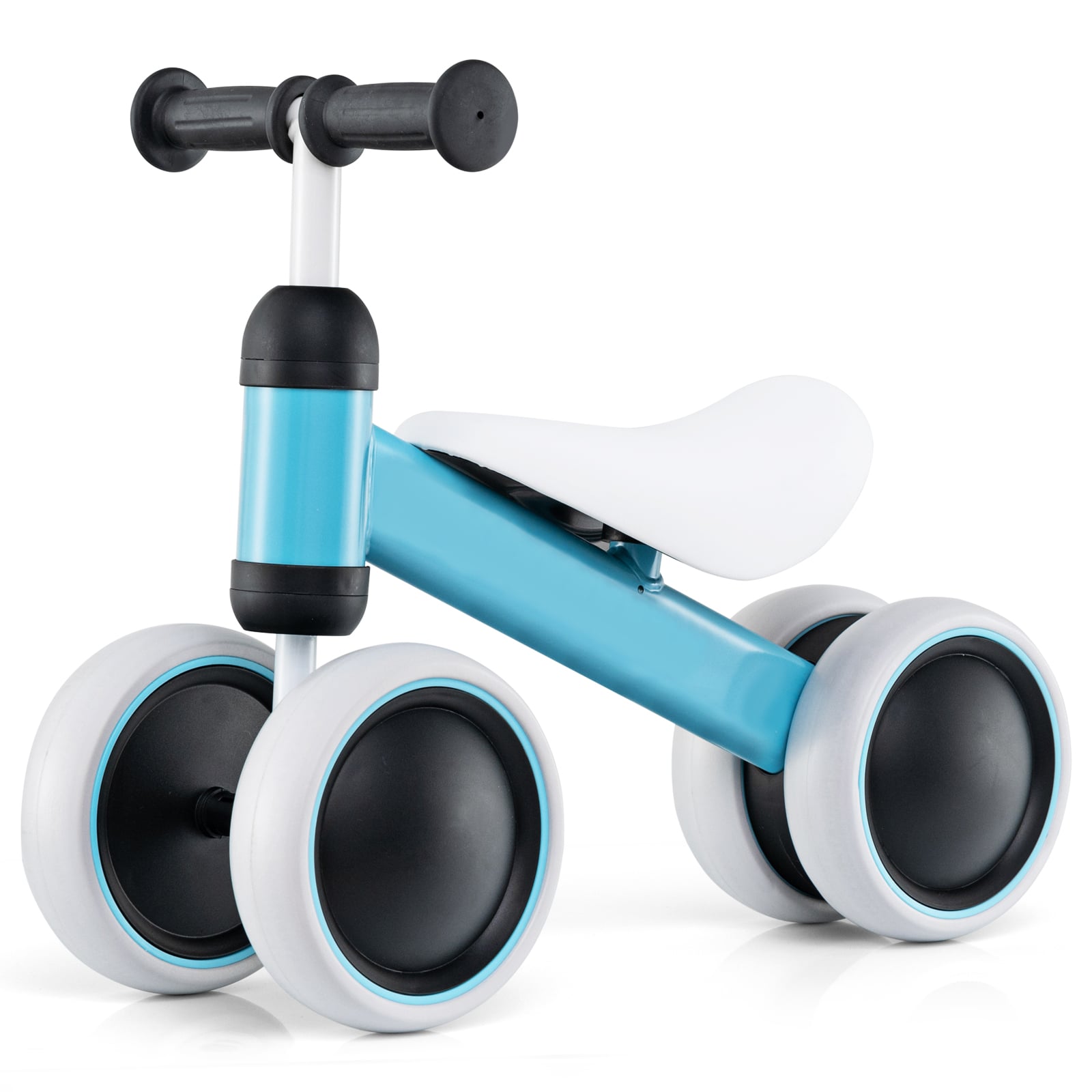 AMBROSYL No Pedal Baby 4 Wheels Balance Bike with Non-slip Handlerbar-Blue