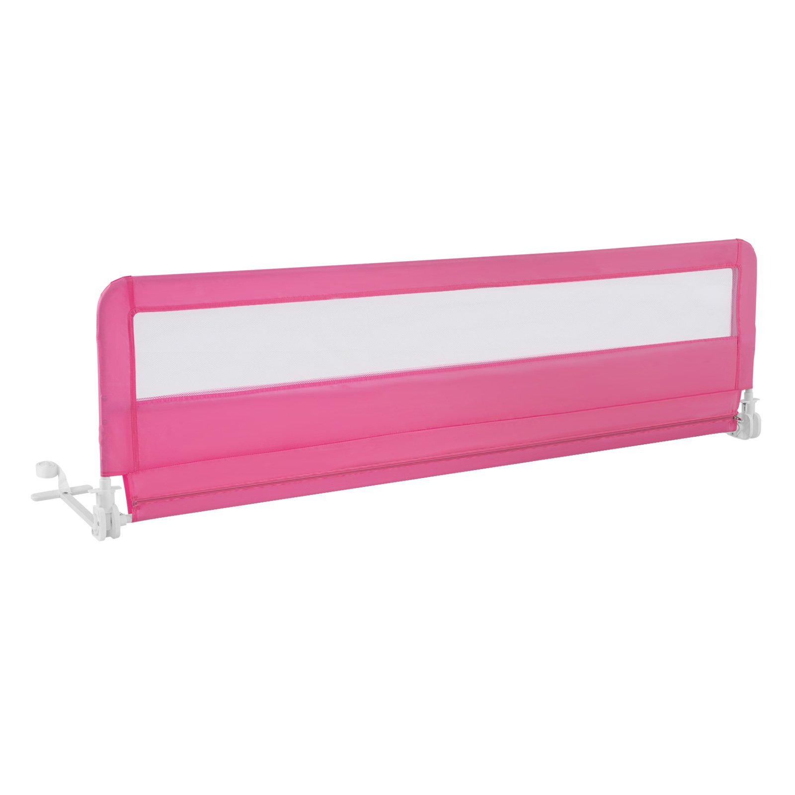 Baby Safety Rail - 180CM Foldable Baby Bed Rail Guard with Removable Cover and Safety Strap-Pink