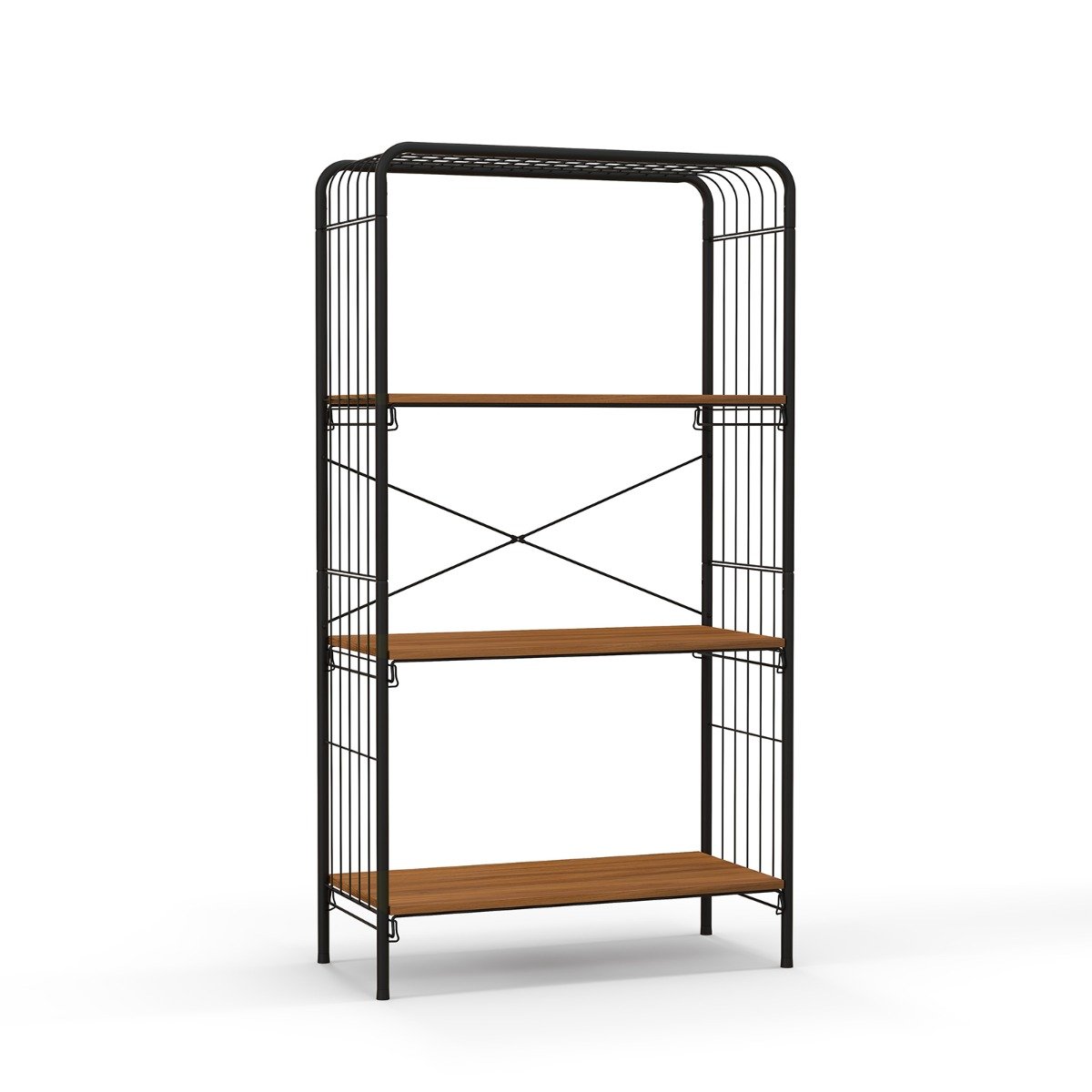 Bookcase - 4-Tier Bookshelf Open-Back Storage Shelf with Metal Frame