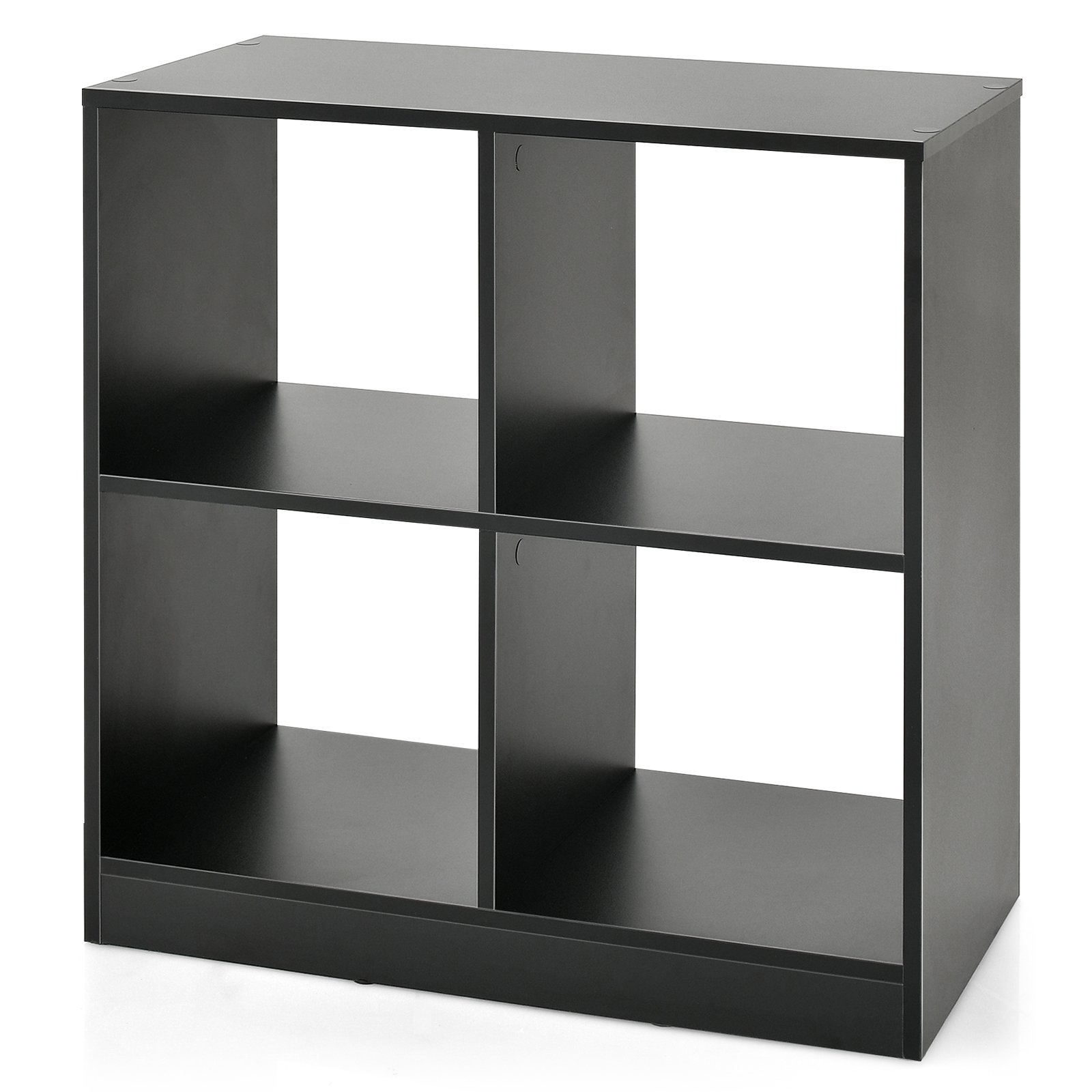 Display Rack - 4-cube Wooden Storage Cabinet with Anti-Toppling Device -Black