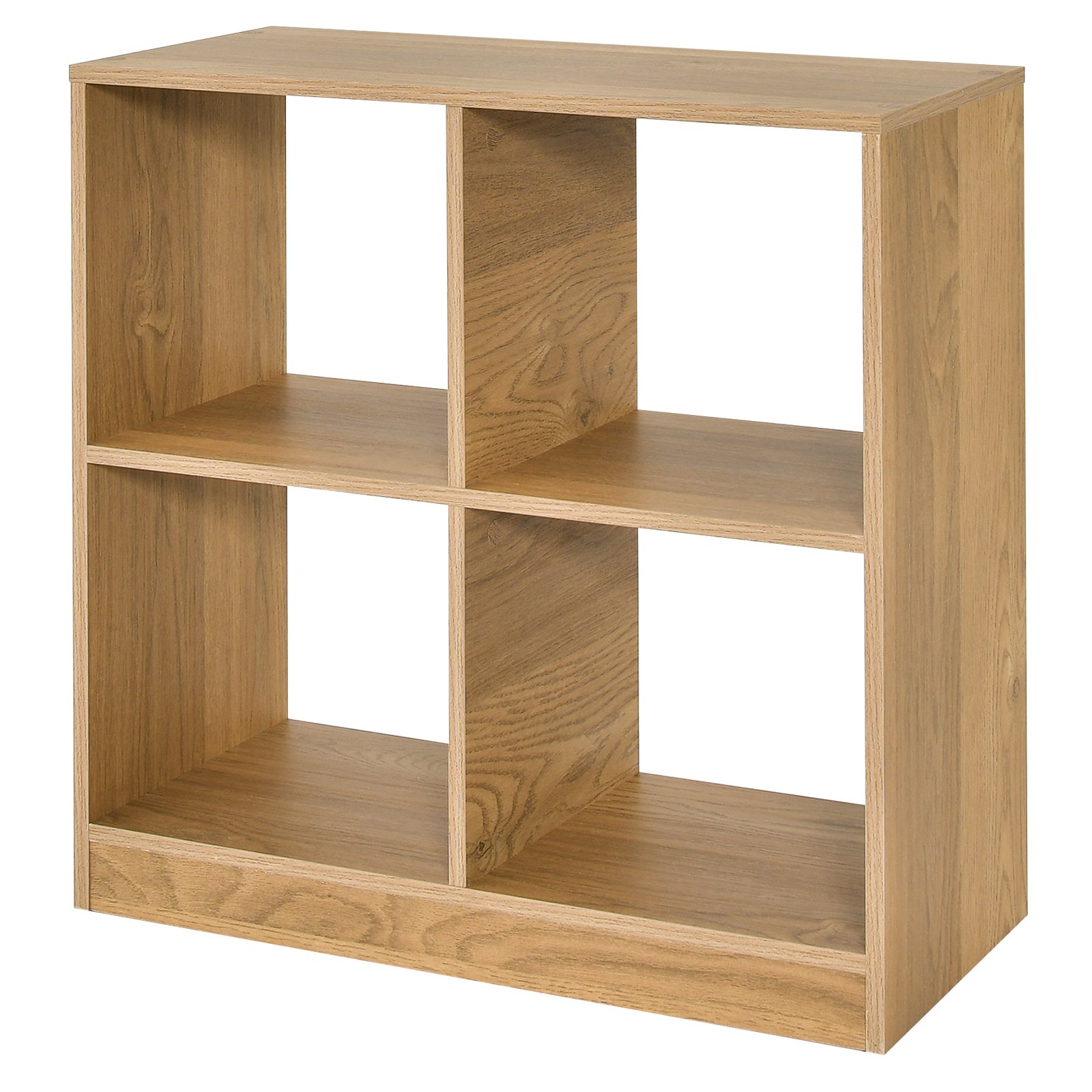 Display Rack - 4-cube Wooden Storage Cabinet with Anti-Toppling Device-Natural