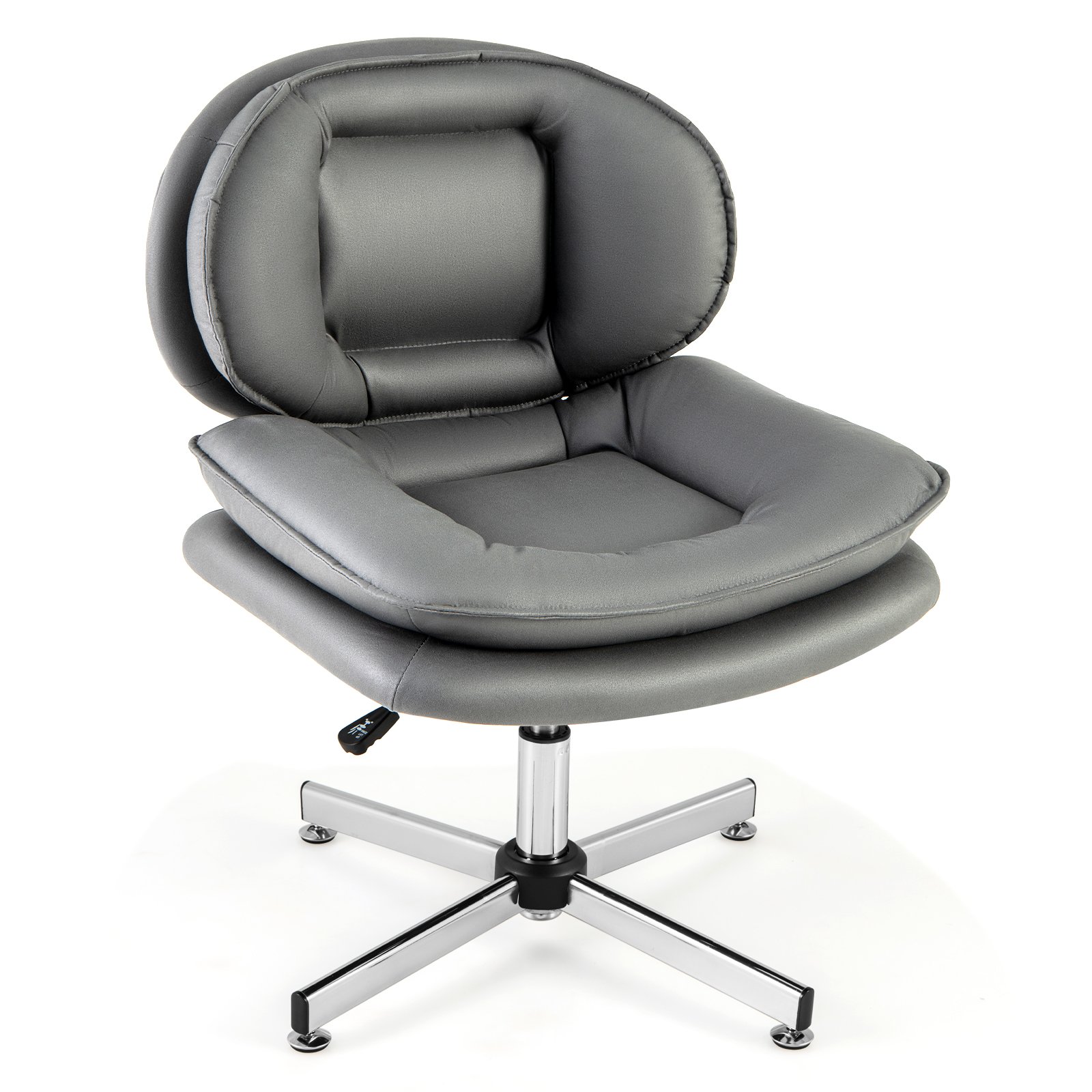 Office Chair - Armless Office Chair with Double Padded Back and Criss Cross Metal Base Grey 65cm