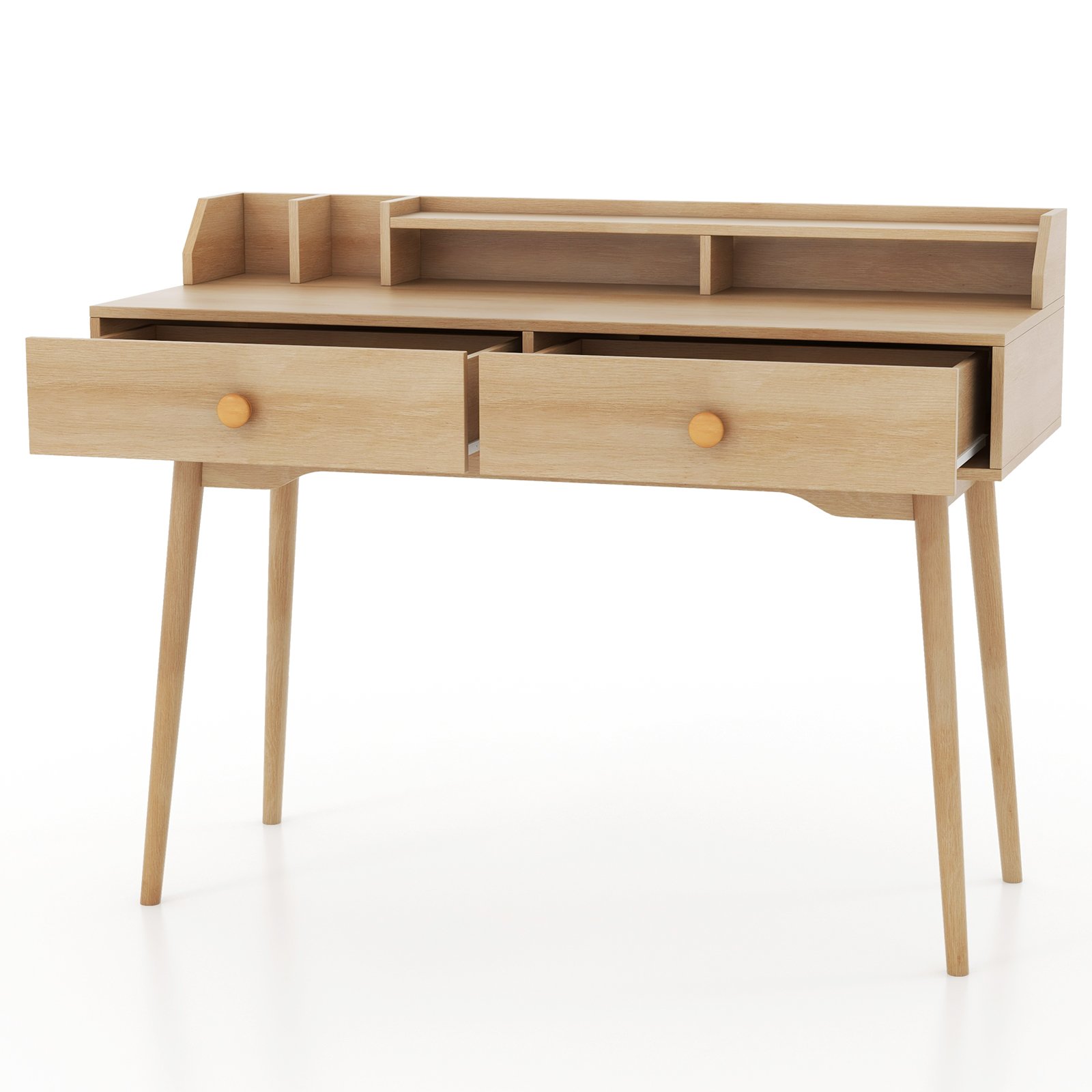 Computer Desk - Writing Desk with Hutch and Drawers for Bedroom Natural 120cm