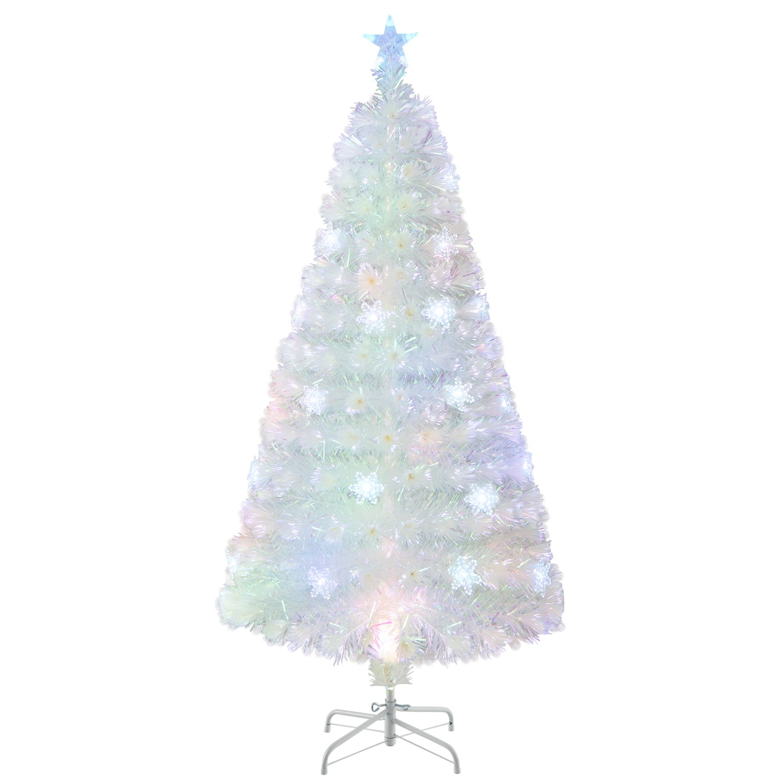 IVLOEL 4/5/6 Feet Artificial Fiber Optic White Pre-lit Christmas Tree with Light-150 cm