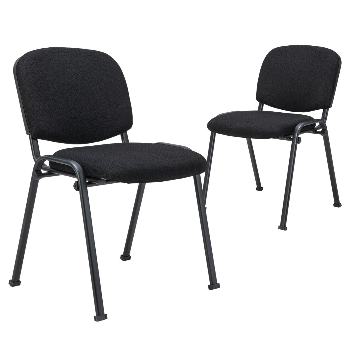 Office Chair - 2Pack Conference Chair Set with Metal Frame and Padded Cushion Black 56cm