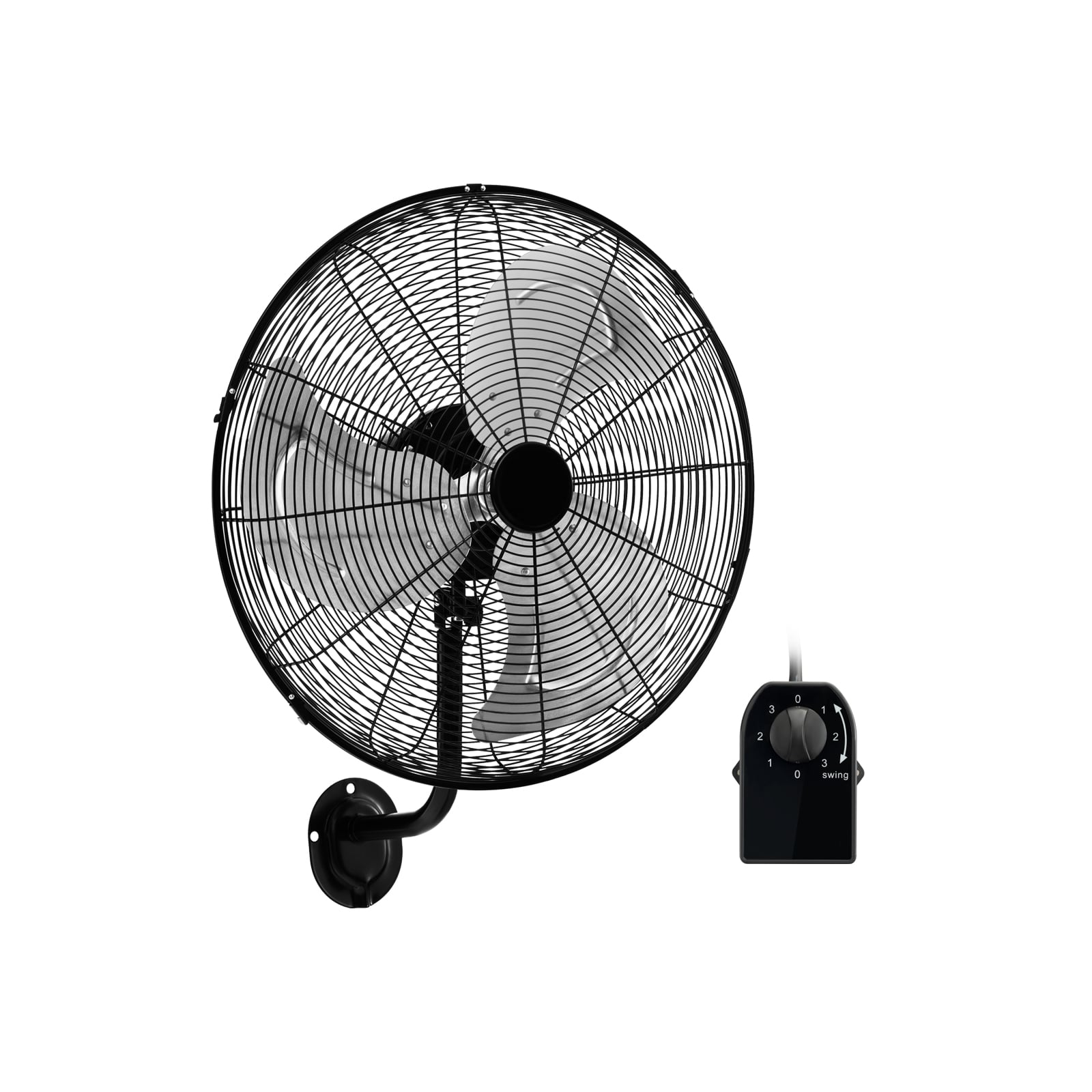 ALLVICK 20 Inch Metal Wall Mount Fan with 3 Speeds-Black