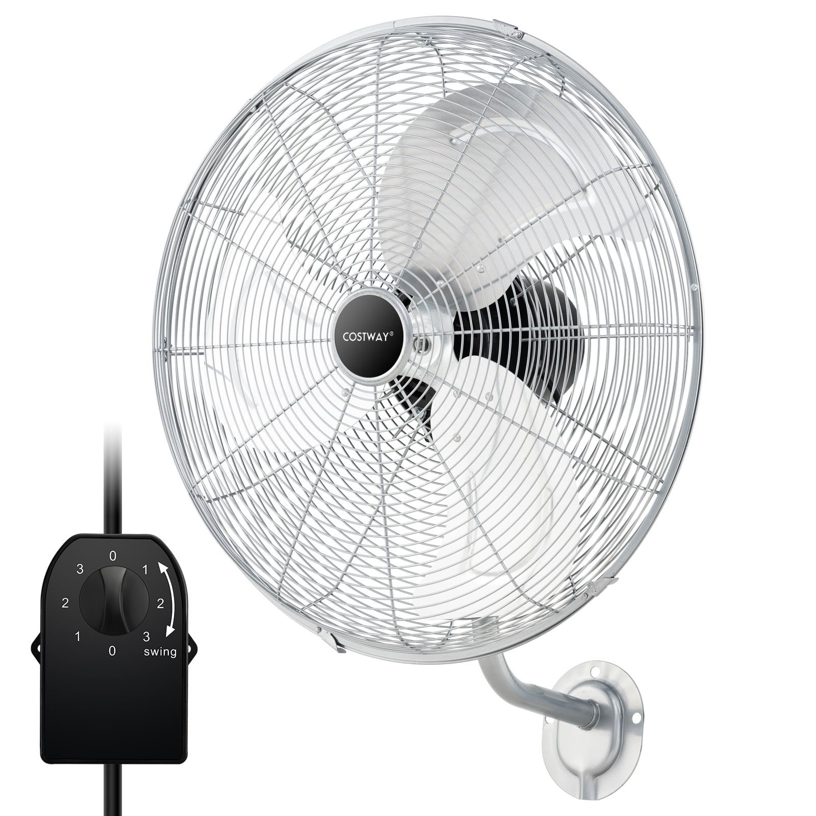 ALLVICK 20 Inch Metal Wall Mount Fan with 3 Speeds-Silver
