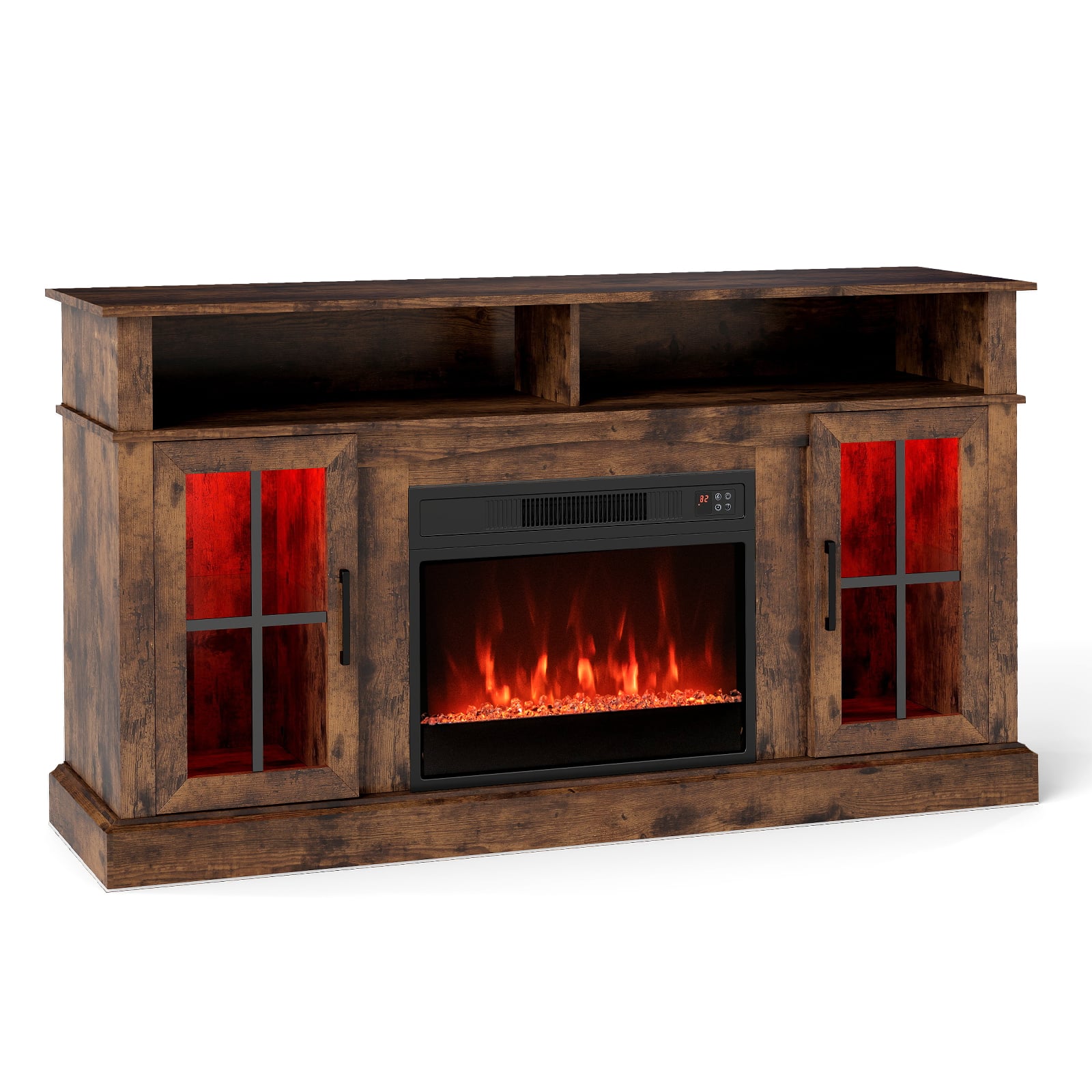 NVARO 148cm Fireplace TV Stand with LED Lights for up to 65inch TV-Brown